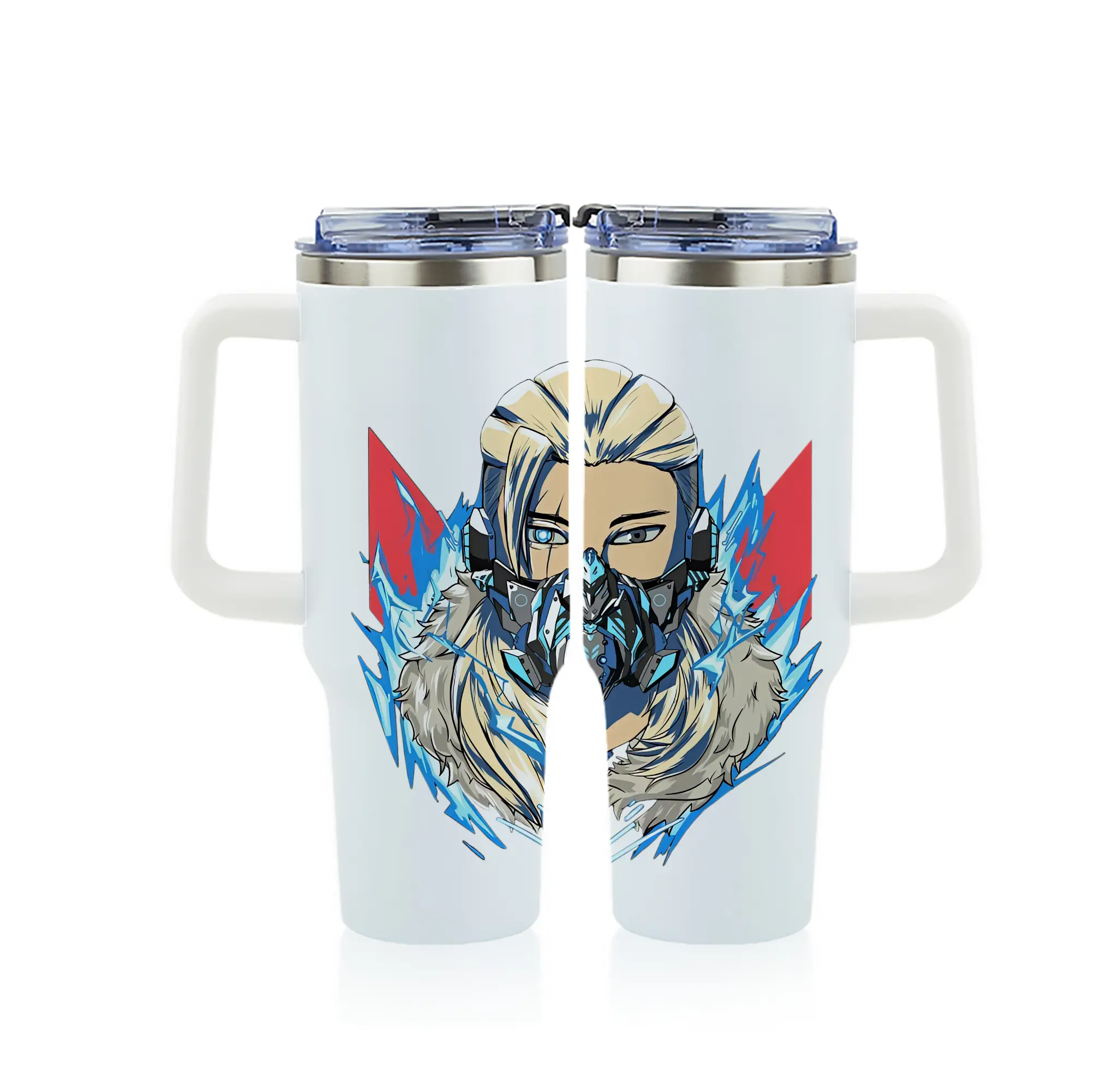 VALORANT グッズ,ソーヴァ - 1200mL フルプリント車用タンブラー ・ 304ステンレス 内側 ・ 201ステンレス 外側 ・ 保温 保冷 ・ 通勤 ドライブ アウトドア用