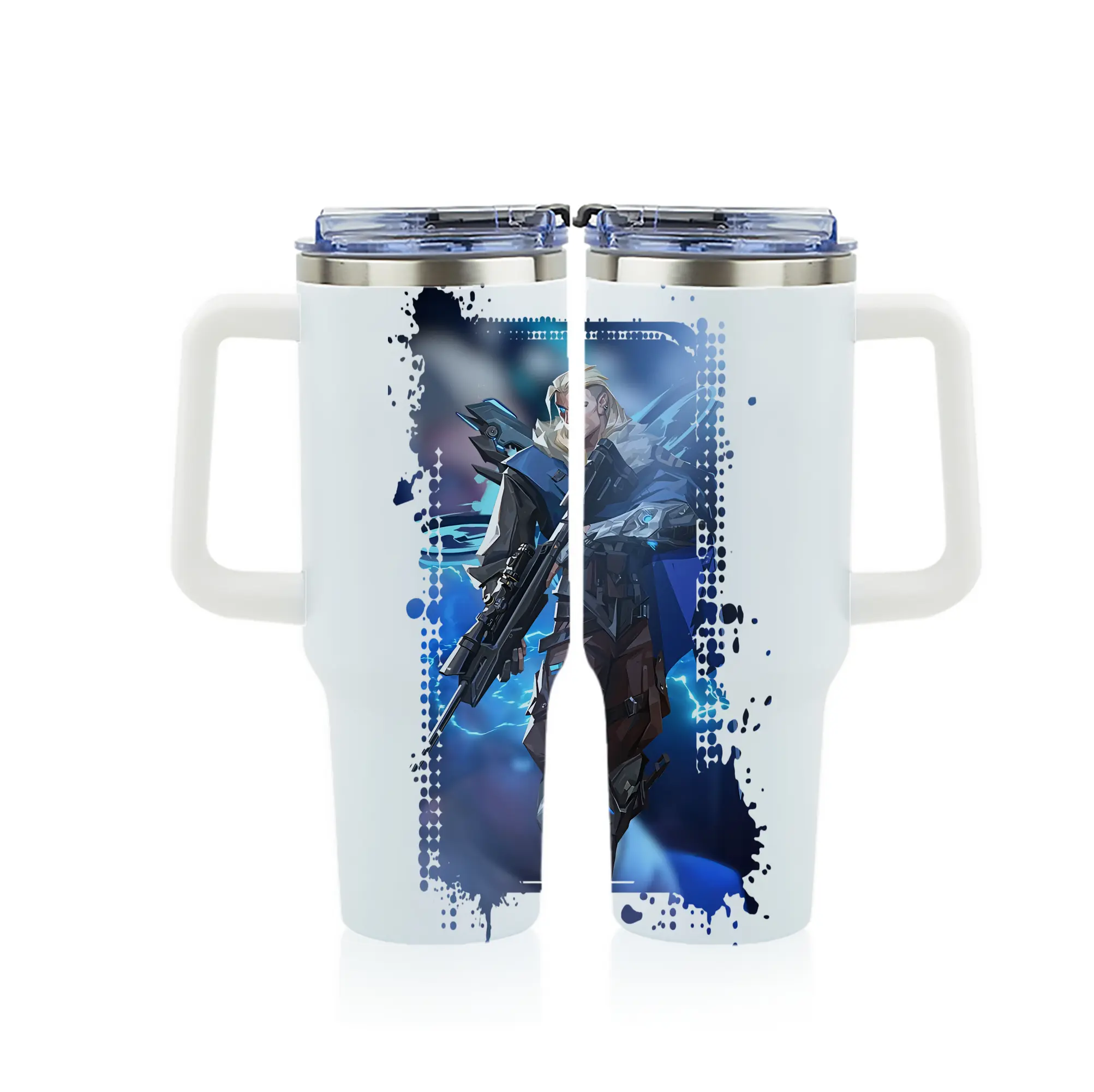 VALORANT グッズ,ソーヴァ - 1200mL フルプリント車用タンブラー ・ 304ステンレス 内側 ・ 201ステンレス 外側 ・ 保温 保冷 ・ 通勤 ドライブ アウトドア用