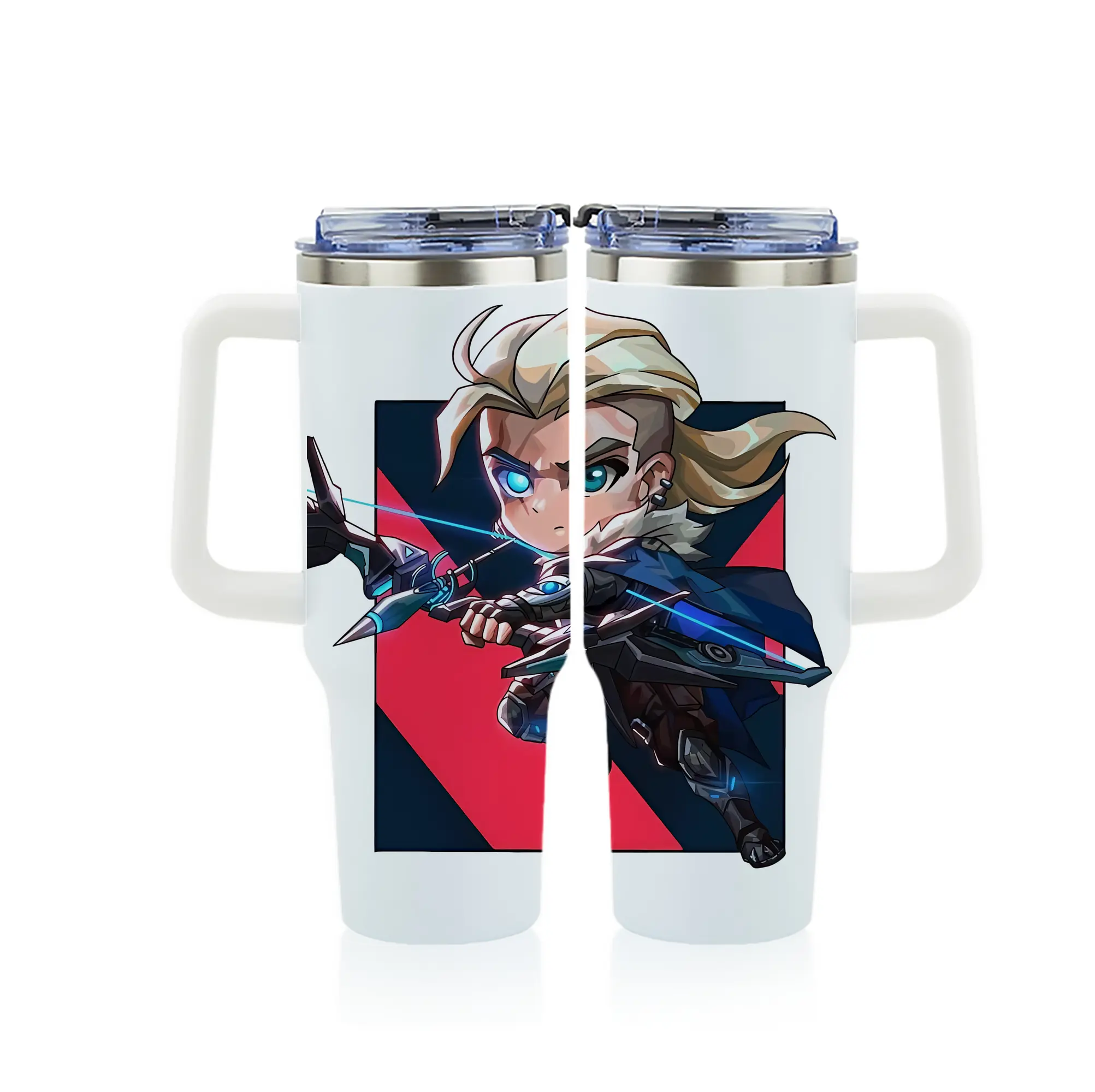 VALORANT グッズ,ソーヴァ - 1200mL フルプリント車用タンブラー ・ 304ステンレス 内側 ・ 201ステンレス 外側 ・ 保温 保冷 ・ 通勤 ドライブ アウトドア用