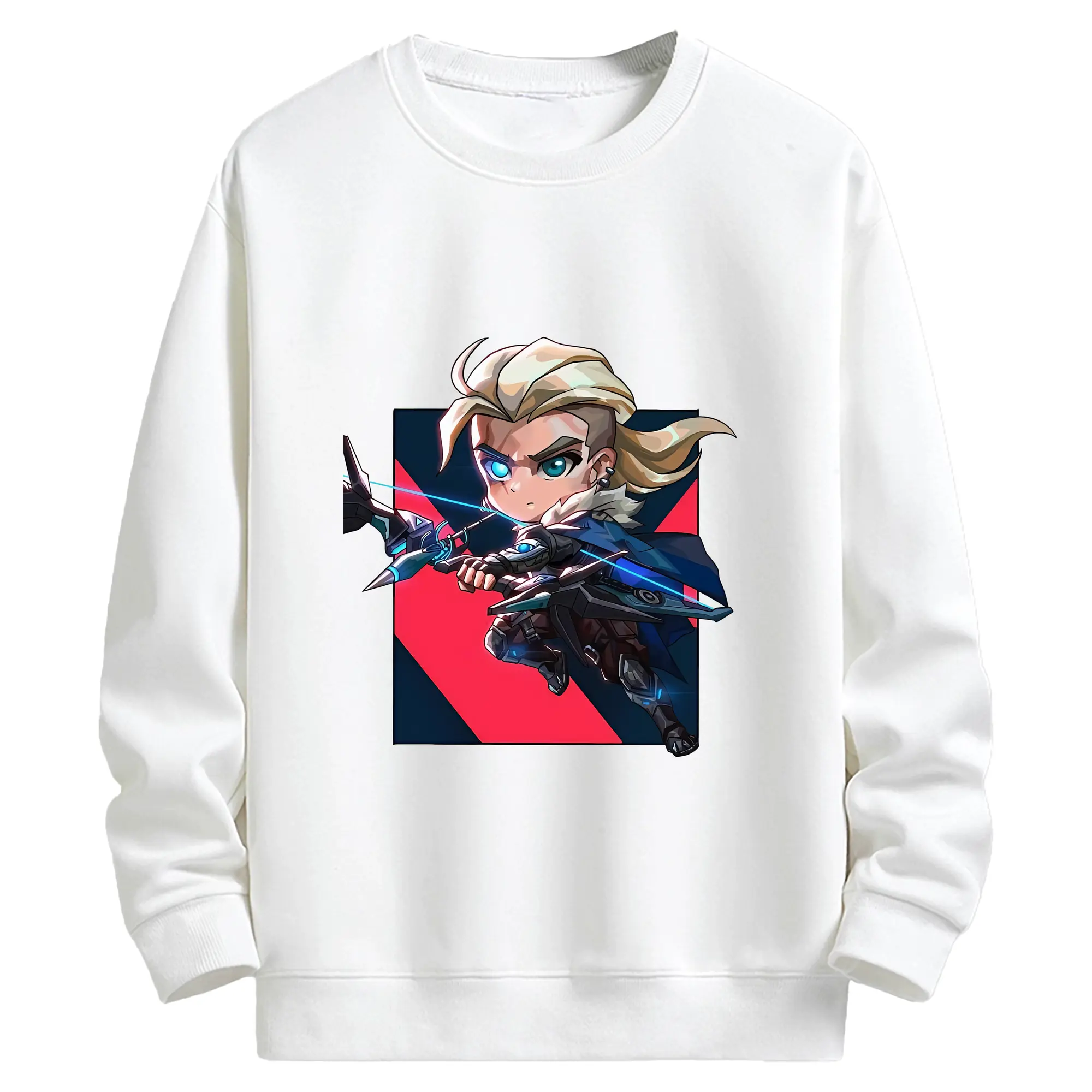 VALORANT グッズ,ソーヴァ - キッズ クルーネックスウェットシャツ ・ フロントプリント ・ 綿80％ ポリエステル20％ ・ 快適 通学 スポーツ 日常使い お散歩用