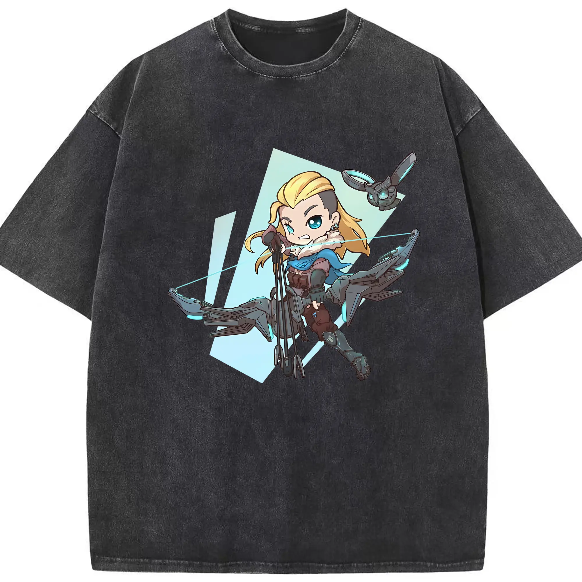 VALORANT グッズ,ソーヴァ - 綿100％ ヴィンテージ風 半袖Tシャツ ・ フロントプリント ・ 柔らか肌触り ・ 通気性 快適 ・ スポーツ カジュアル 外出用