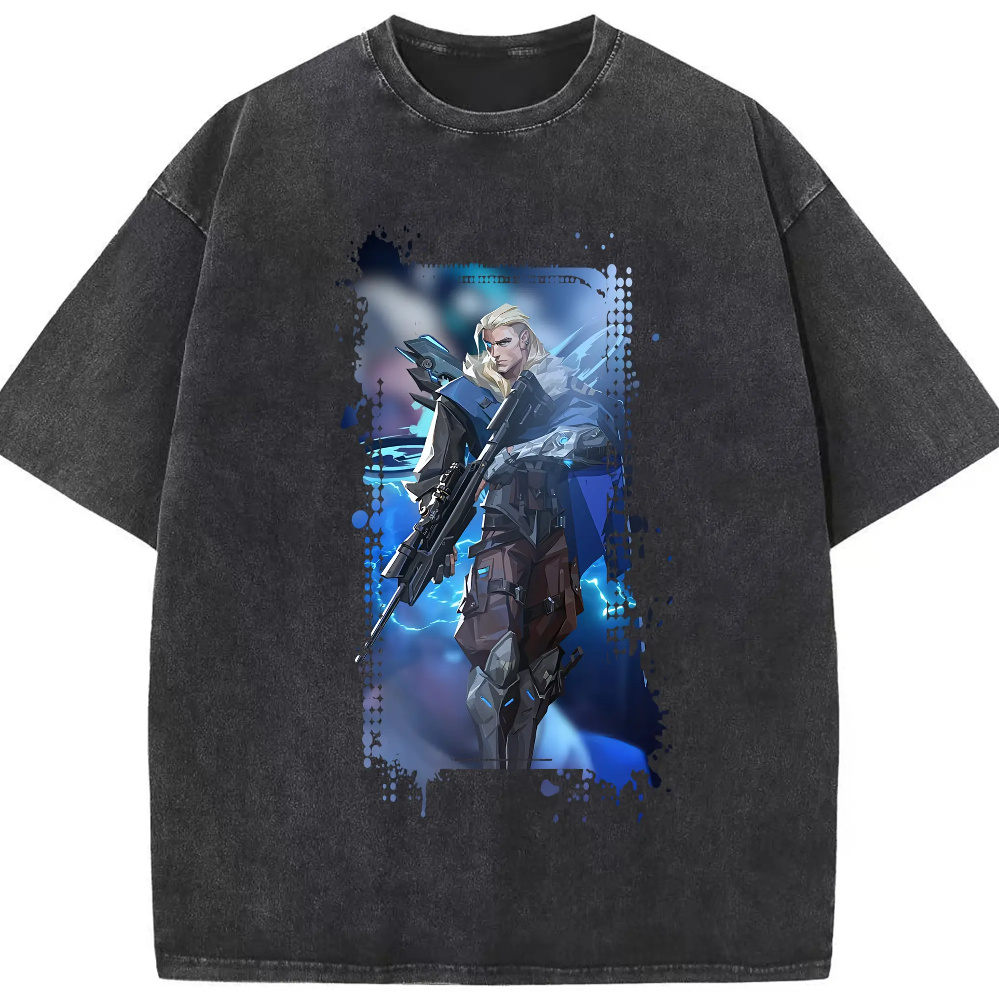 VALORANT グッズ,ソーヴァ - 綿100％ ヴィンテージ風 半袖Tシャツ ・ フロントプリント ・ 柔らか肌触り ・ 通気性 快適 ・ スポーツ カジュアル 外出用