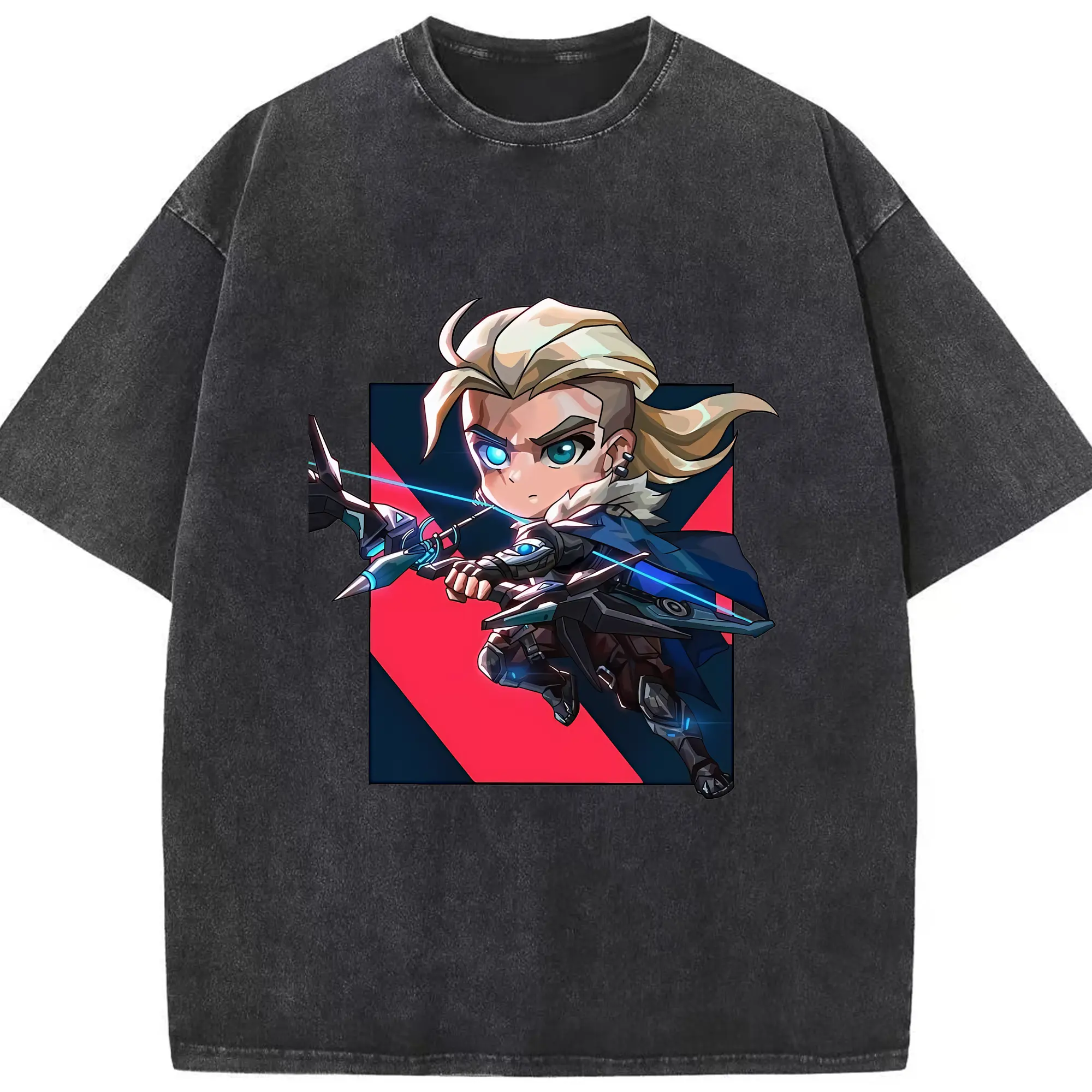 VALORANT グッズ,ソーヴァ - 綿100％ ヴィンテージ風 半袖Tシャツ ・ フロントプリント ・ 柔らか肌触り ・ 通気性 快適 ・ スポーツ カジュアル 外出用