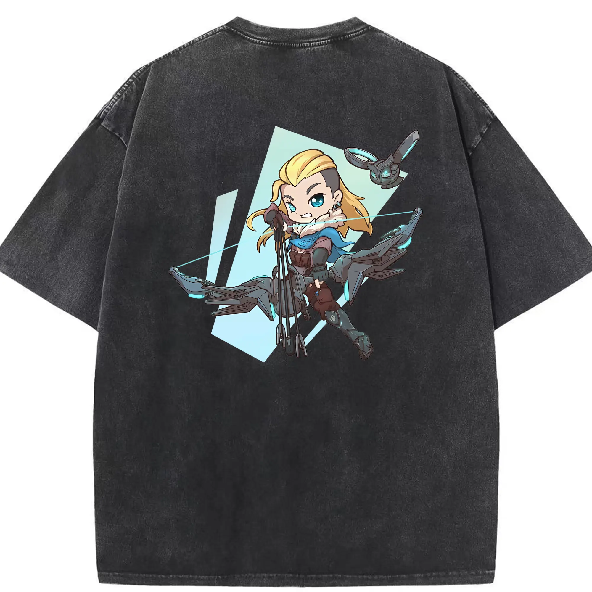 VALORANT グッズ,ソーヴァ - 綿100％ ヴィンテージ風 半袖Tシャツ ・ 背面プリント ・ 柔らか肌触り ・ 通気性 快適 ・ スポーツ カジュアル 外出用