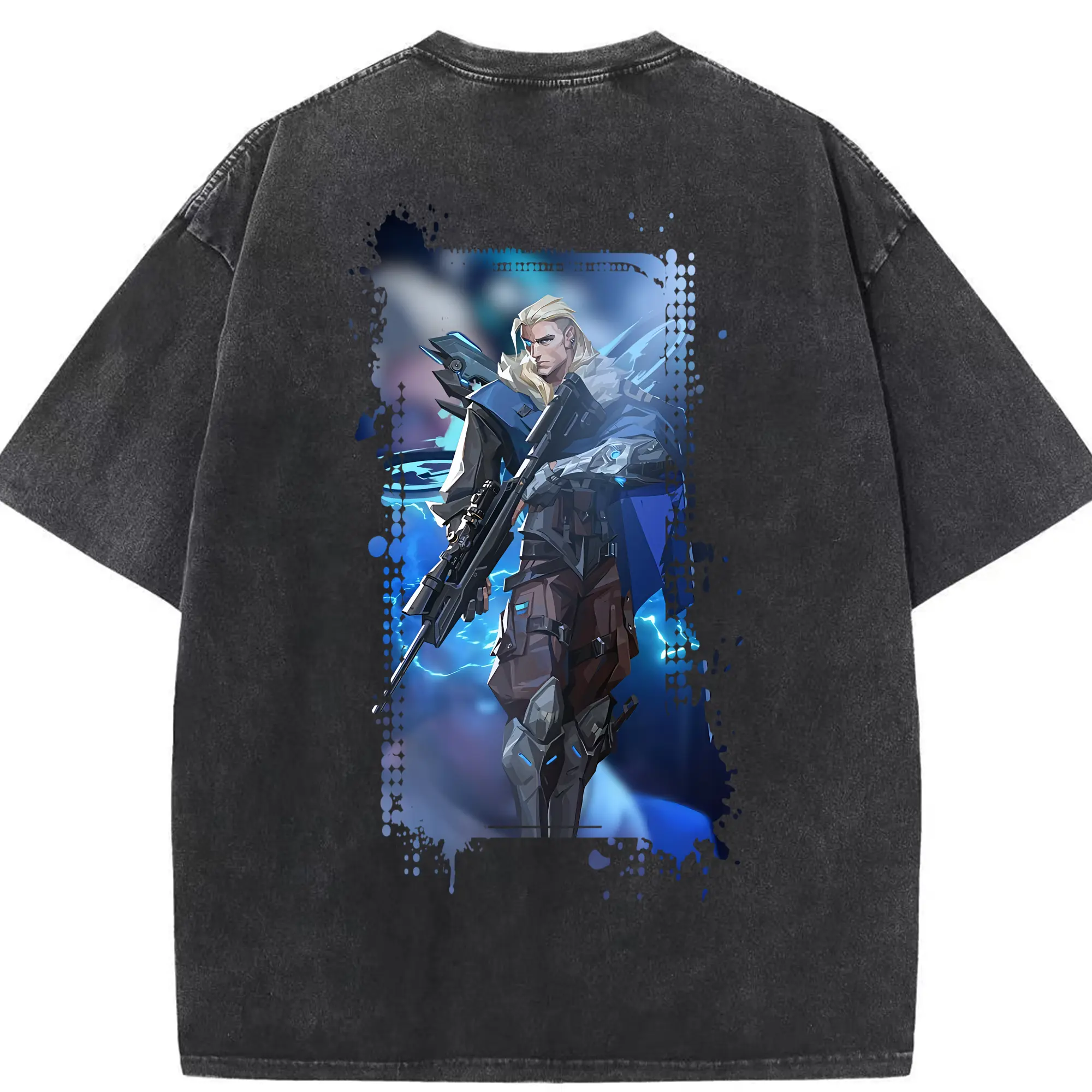 VALORANT グッズ,ソーヴァ - 綿100％ ヴィンテージ風 半袖Tシャツ ・ 背面プリント ・ 柔らか肌触り ・ 通気性 快適 ・ スポーツ カジュアル 外出用