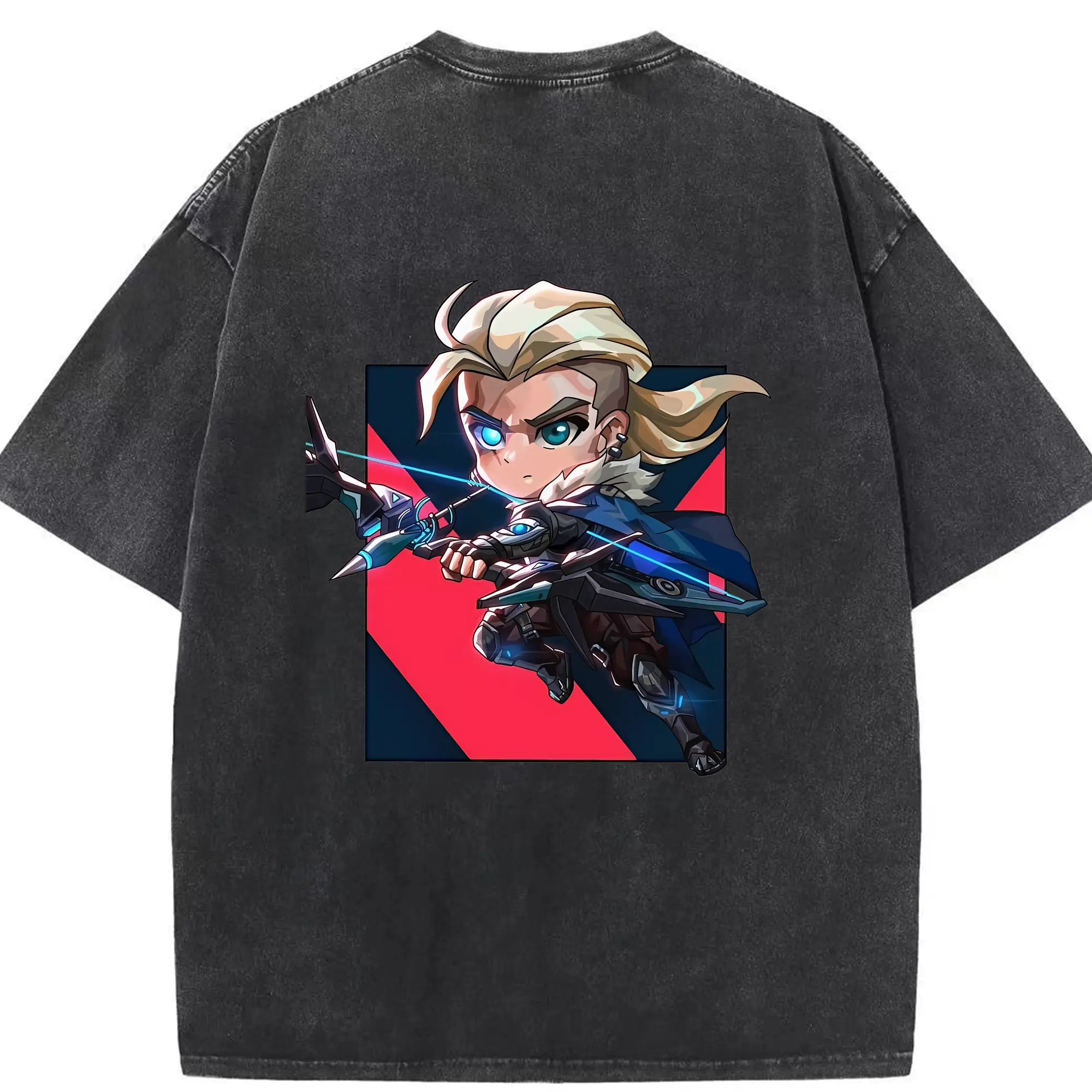 VALORANT グッズ,ソーヴァ - 綿100％ ヴィンテージ風 半袖Tシャツ ・ 背面プリント ・ 柔らか肌触り ・ 通気性 快適 ・ スポーツ カジュアル 外出用