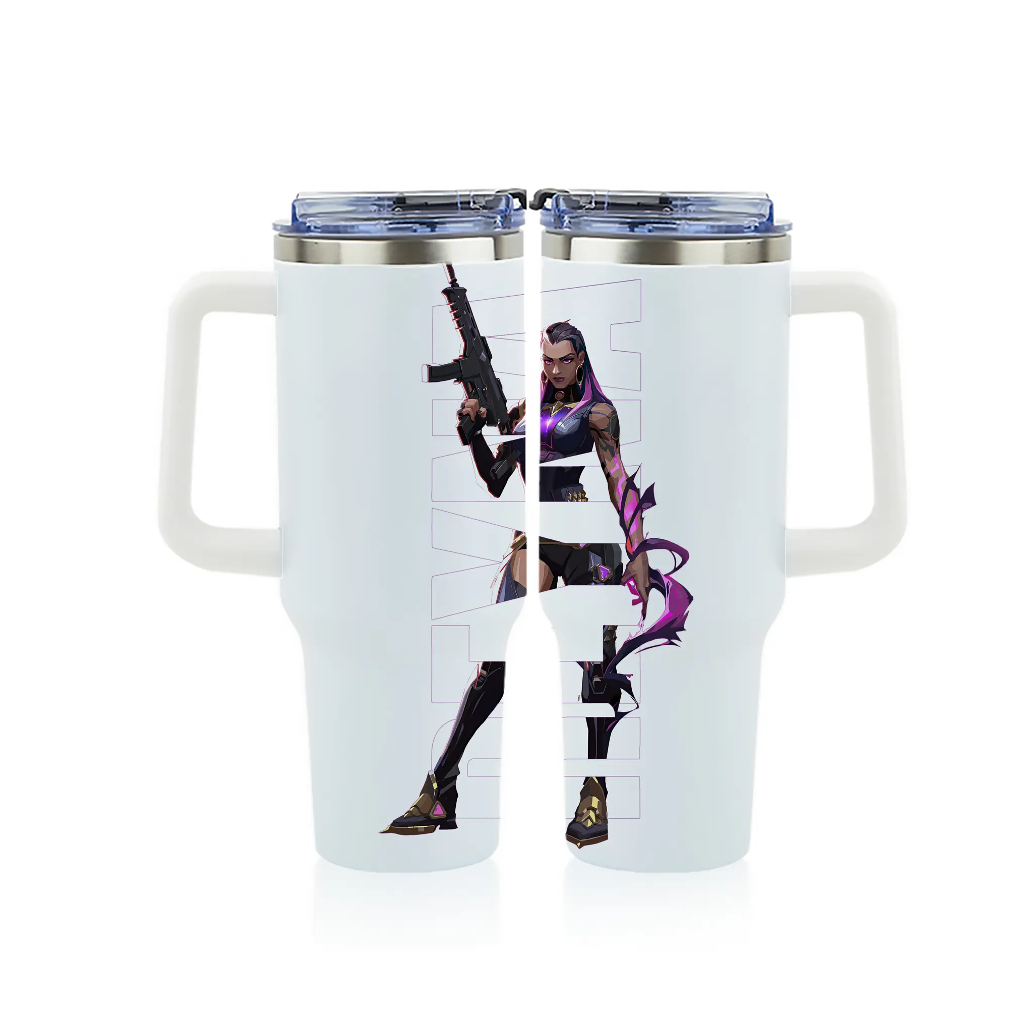 VALORANT グッズ,レイナ - 1200mL フルプリント車用タンブラー ・ 304ステンレス 内側 ・ 201ステンレス 外側 ・ 保温 保冷 ・ 通勤 ドライブ アウトドア用