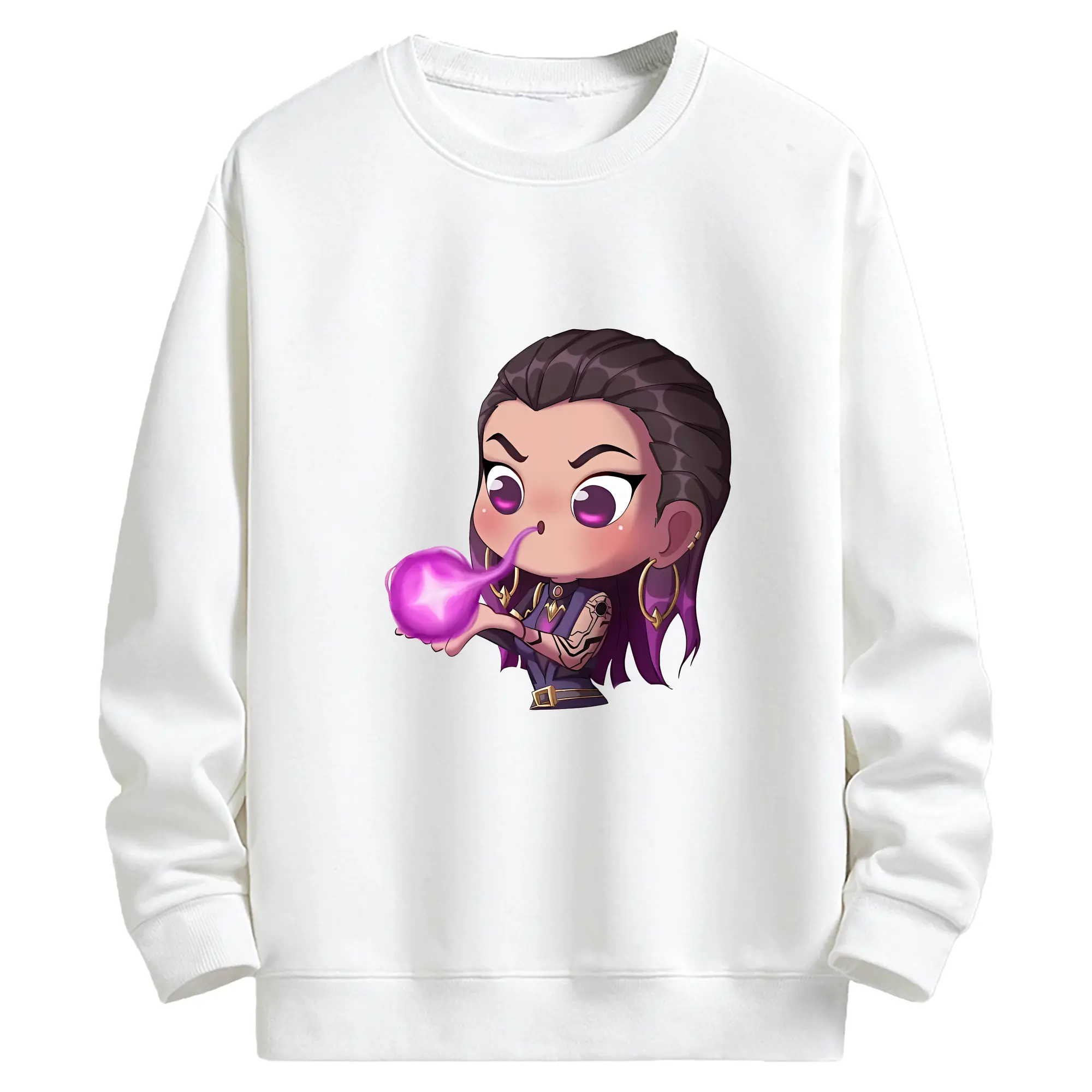 VALORANT グッズ,レイナ - キッズ クルーネックスウェットシャツ ・ フロントプリント ・ 綿80％ ポリエステル20％ ・ 快適 通学 スポーツ 日常使い お散歩用