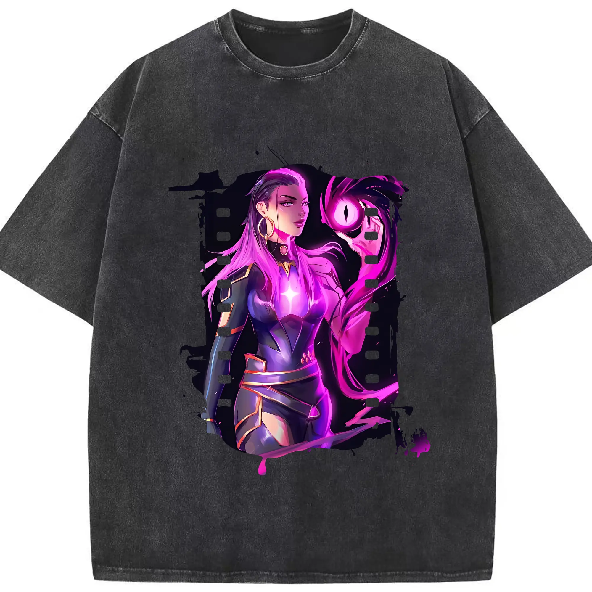 VALORANT グッズ,レイナ - 綿100％ ヴィンテージ風 半袖Tシャツ ・ フロントプリント ・ 柔らか肌触り ・ 通気性 快適 ・ スポーツ カジュアル 外出用