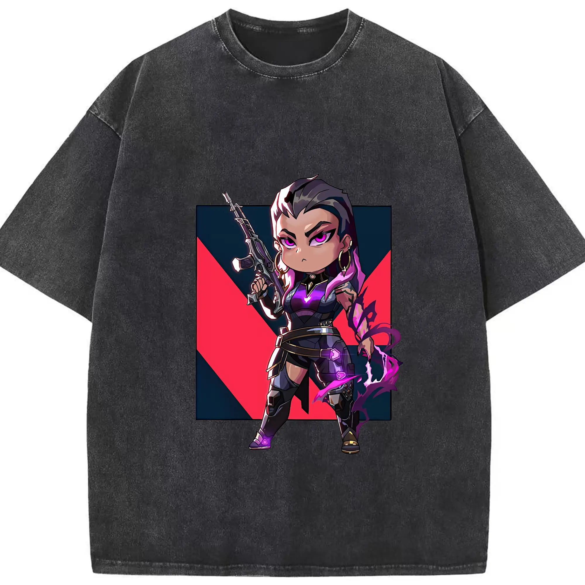 VALORANT グッズ,レイナ - 綿100％ ヴィンテージ風 半袖Tシャツ ・ フロントプリント ・ 柔らか肌触り ・ 通気性 快適 ・ スポーツ カジュアル 外出用