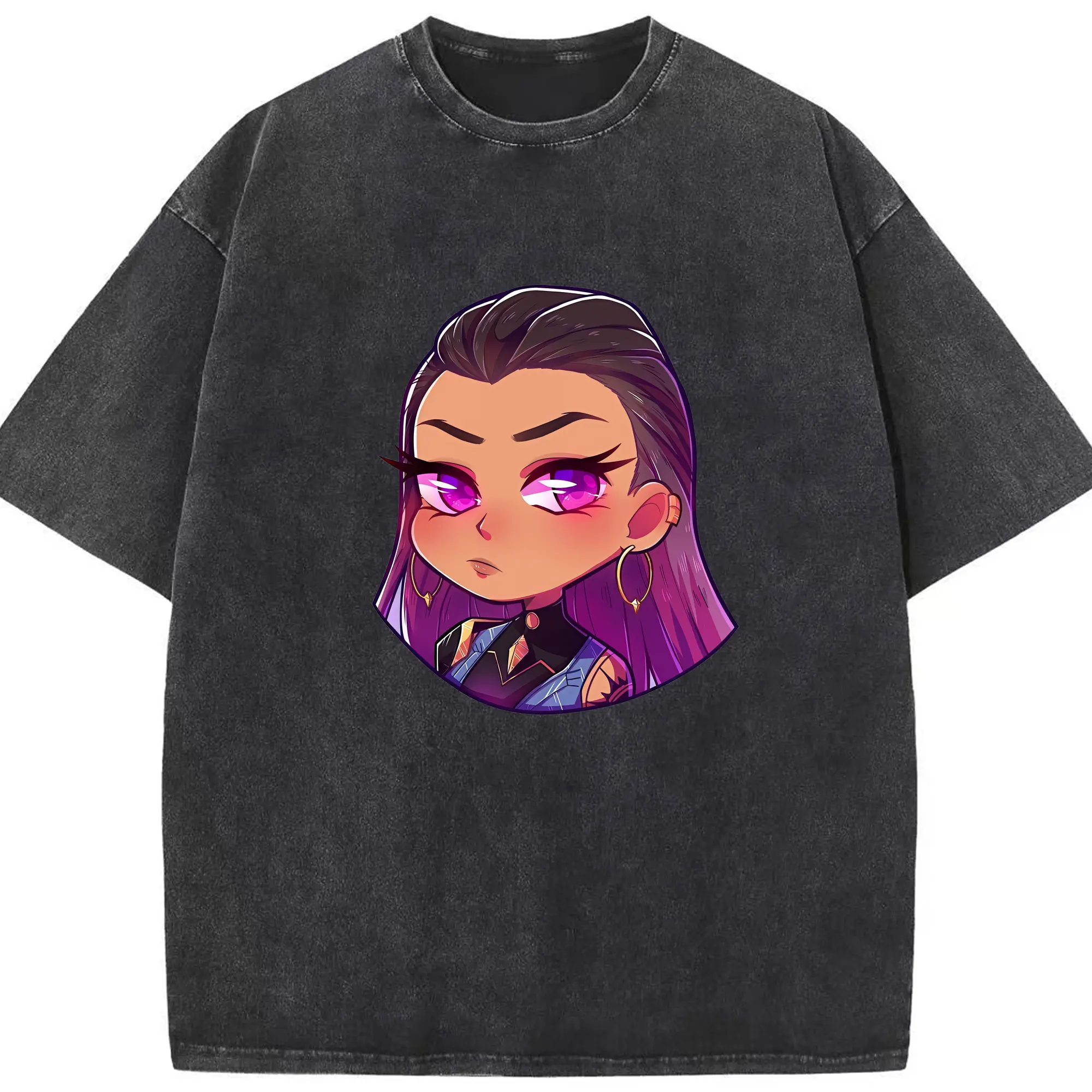 VALORANT グッズ,レイナ - 綿100％ ヴィンテージ風 半袖Tシャツ ・ フロントプリント ・ 柔らか肌触り ・ 通気性 快適 ・ スポーツ カジュアル 外出用