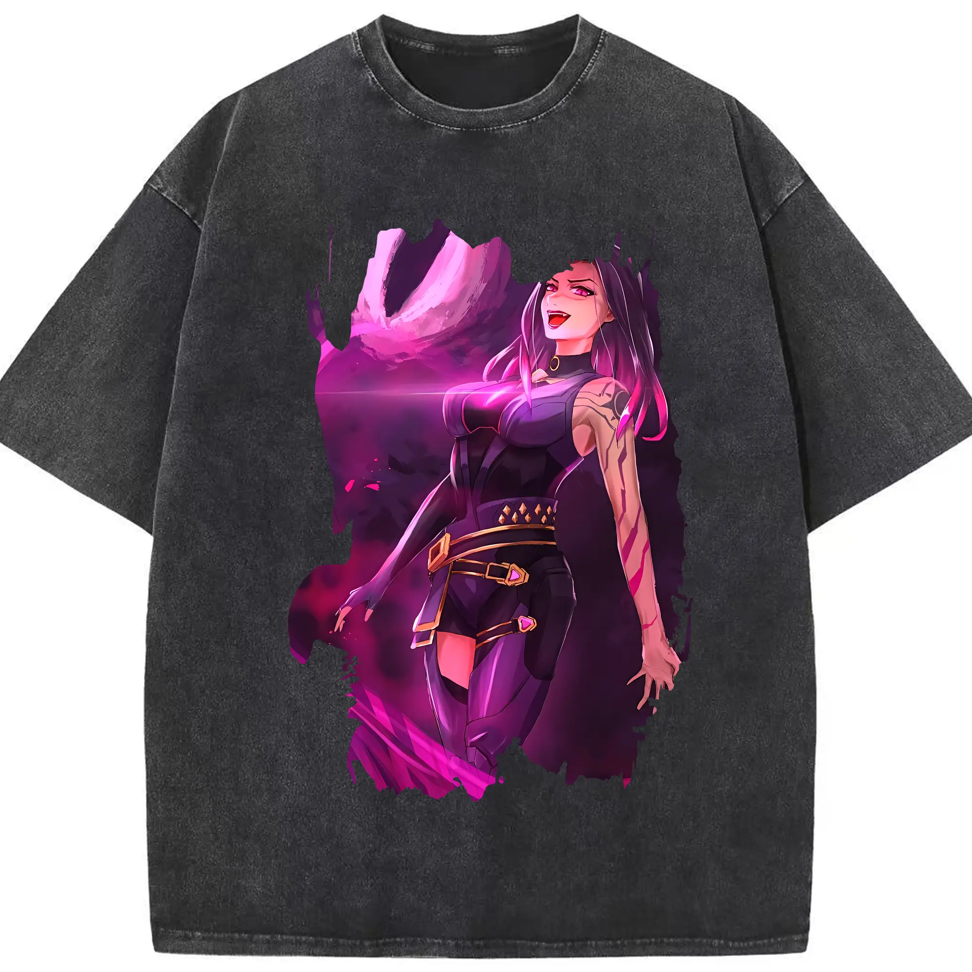 VALORANT グッズ,レイナ - 綿100％ ヴィンテージ風 半袖Tシャツ ・ フロントプリント ・ 柔らか肌触り ・ 通気性 快適 ・ スポーツ カジュアル 外出用