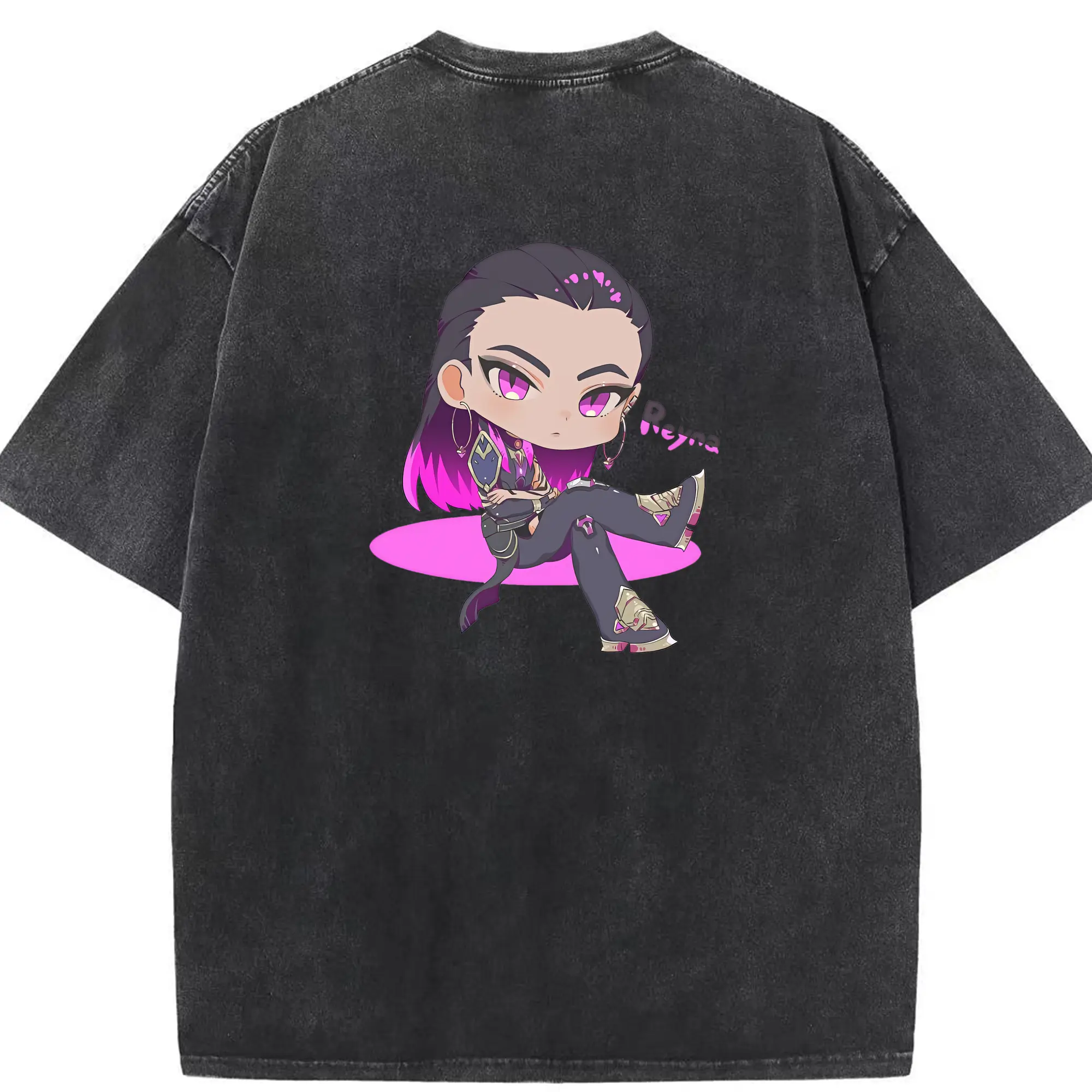 VALORANT グッズ,レイナ - 綿100％ ヴィンテージ風 半袖Tシャツ ・ 背面プリント ・ 柔らか肌触り ・ 通気性 快適 ・ スポーツ カジュアル 外出用