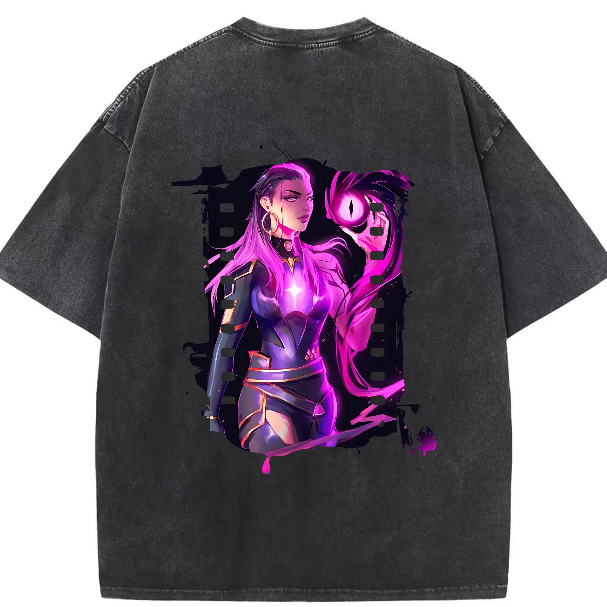 VALORANT グッズ,レイナ - 綿100％ ヴィンテージ風 半袖Tシャツ ・ 背面プリント ・ 柔らか肌触り ・ 通気性 快適 ・ スポーツ カジュアル 外出用