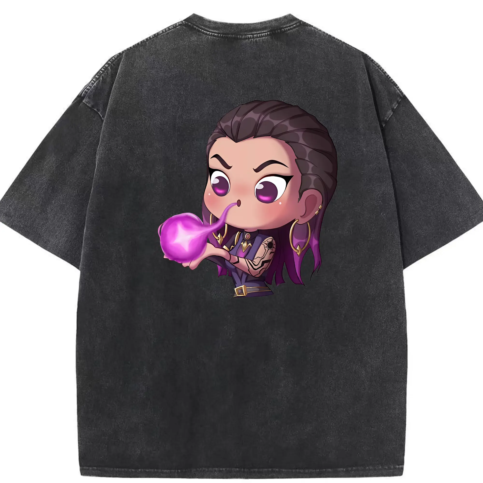 VALORANT グッズ,レイナ - 綿100％ ヴィンテージ風 半袖Tシャツ ・ 背面プリント ・ 柔らか肌触り ・ 通気性 快適 ・ スポーツ カジュアル 外出用