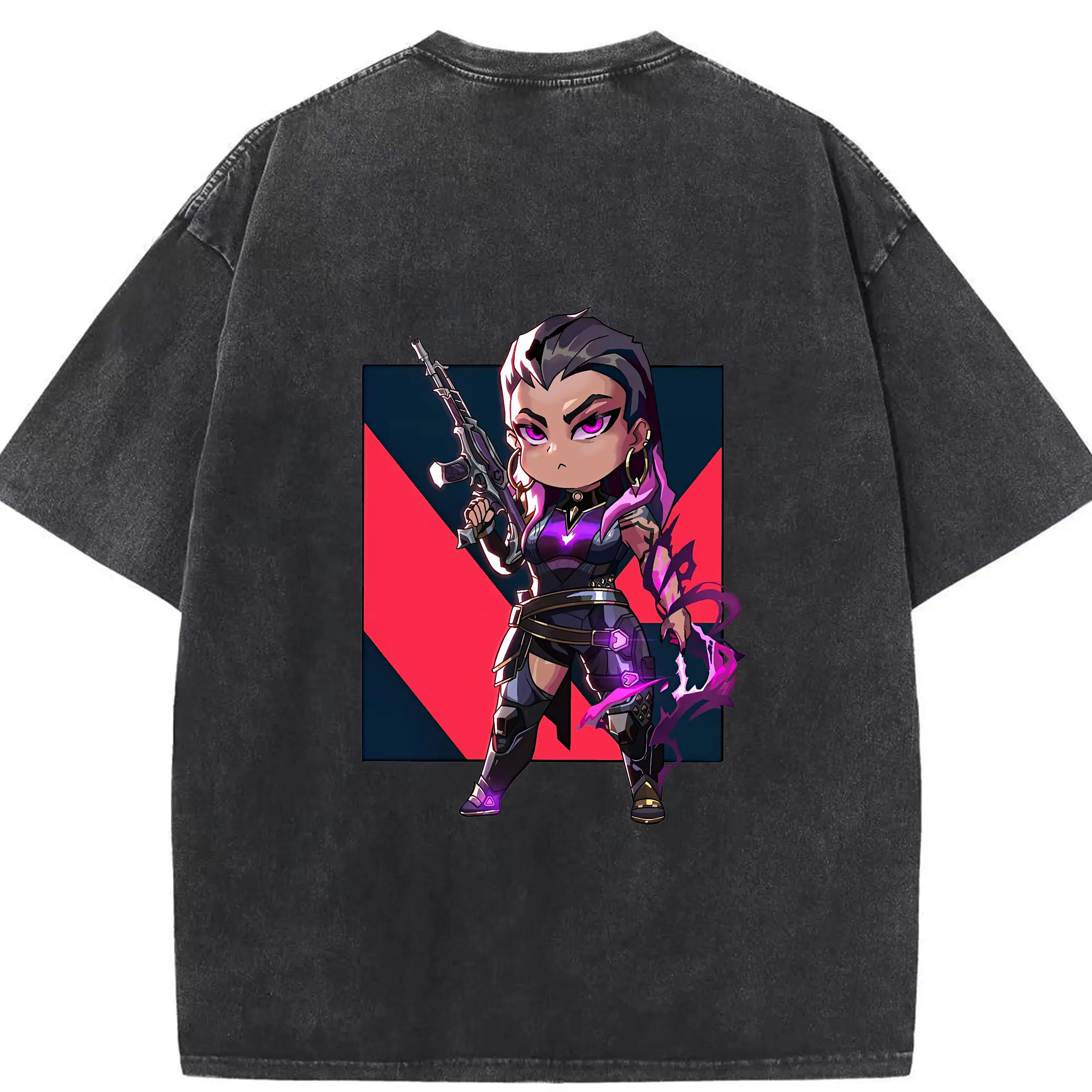 VALORANT グッズ,レイナ - 綿100％ ヴィンテージ風 半袖Tシャツ ・ 背面プリント ・ 柔らか肌触り ・ 通気性 快適 ・ スポーツ カジュアル 外出用