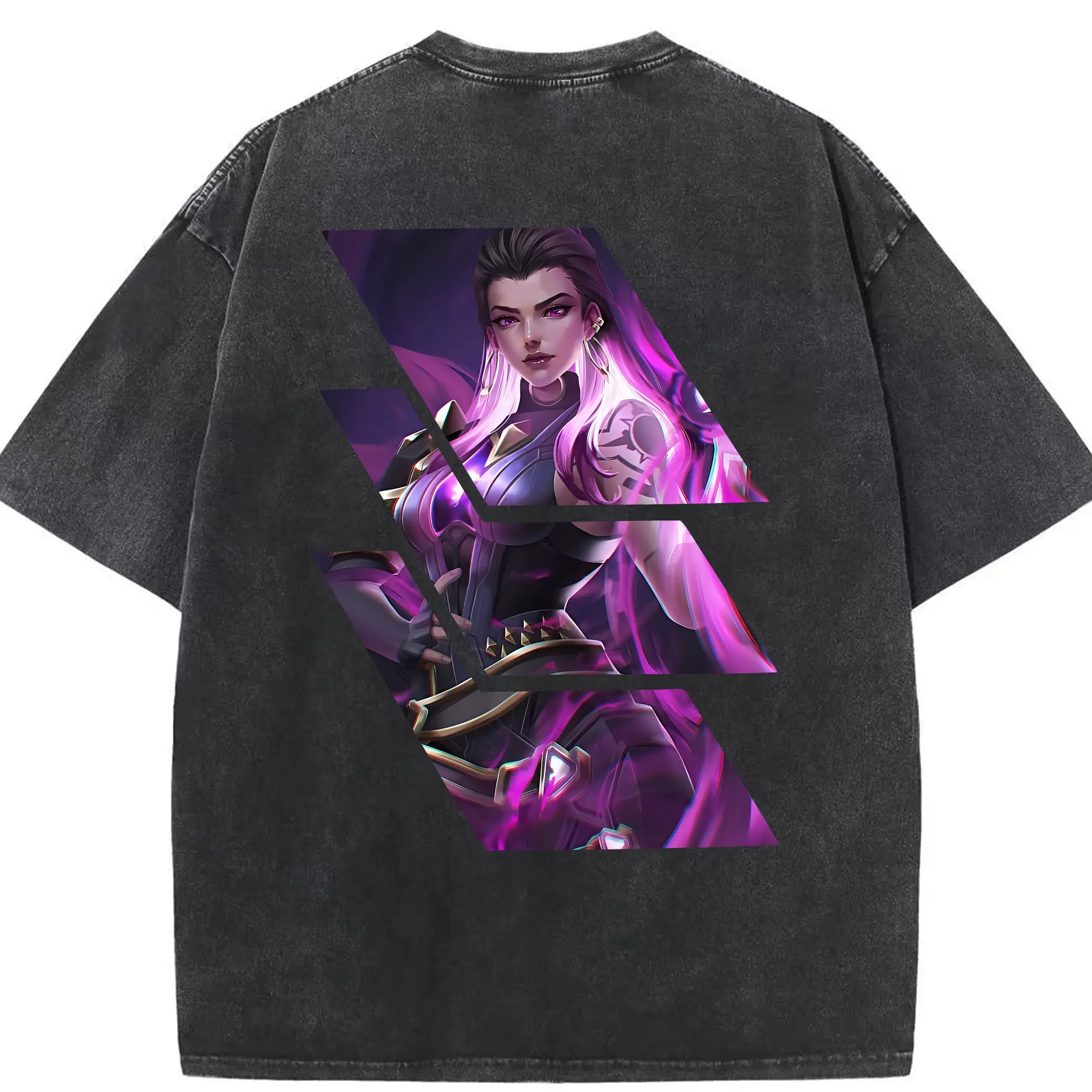 VALORANT グッズ,レイナ - 綿100％ ヴィンテージ風 半袖Tシャツ ・ 背面プリント ・ 柔らか肌触り ・ 通気性 快適 ・ スポーツ カジュアル 外出用