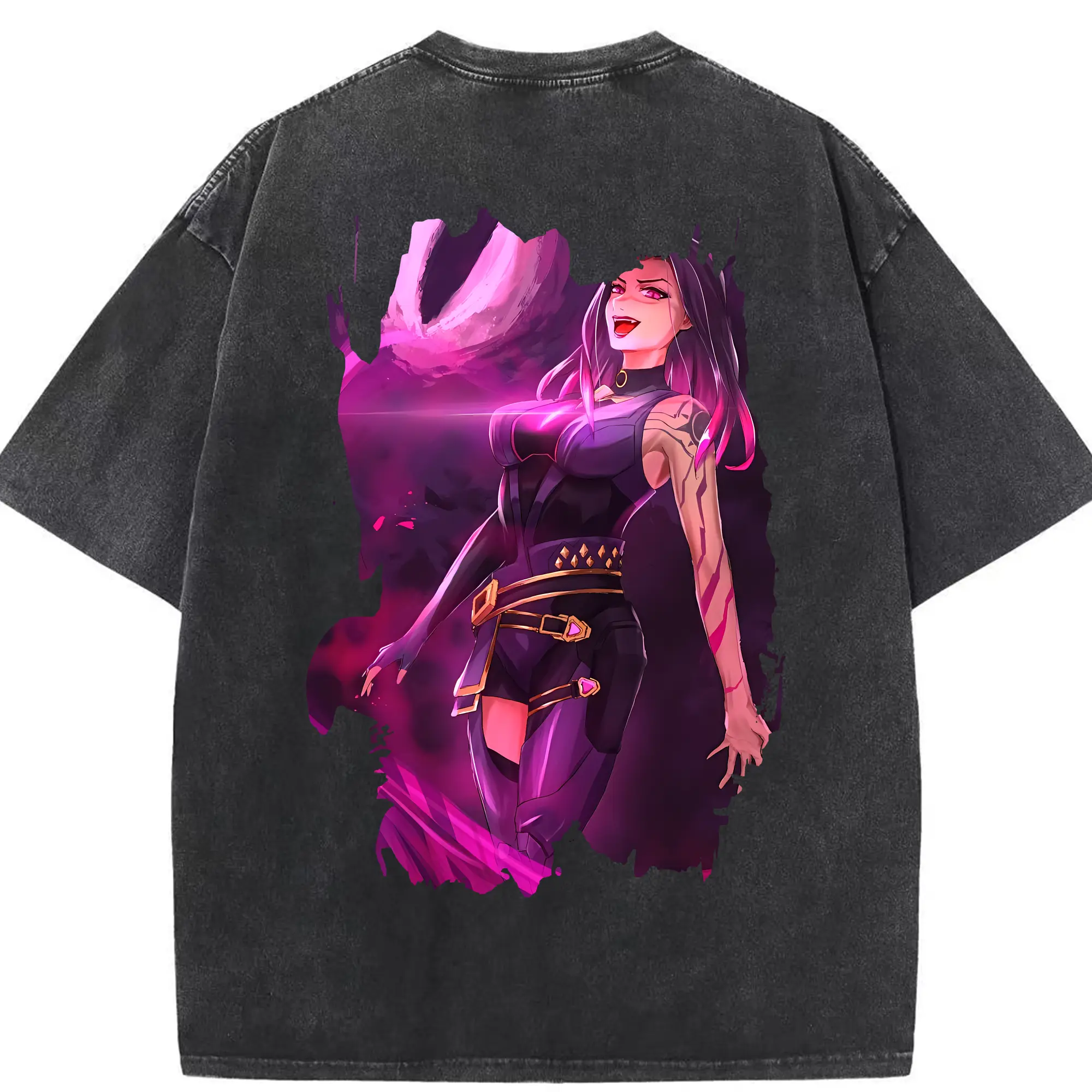 VALORANT グッズ,レイナ - 綿100％ ヴィンテージ風 半袖Tシャツ ・ 背面プリント ・ 柔らか肌触り ・ 通気性 快適 ・ スポーツ カジュアル 外出用