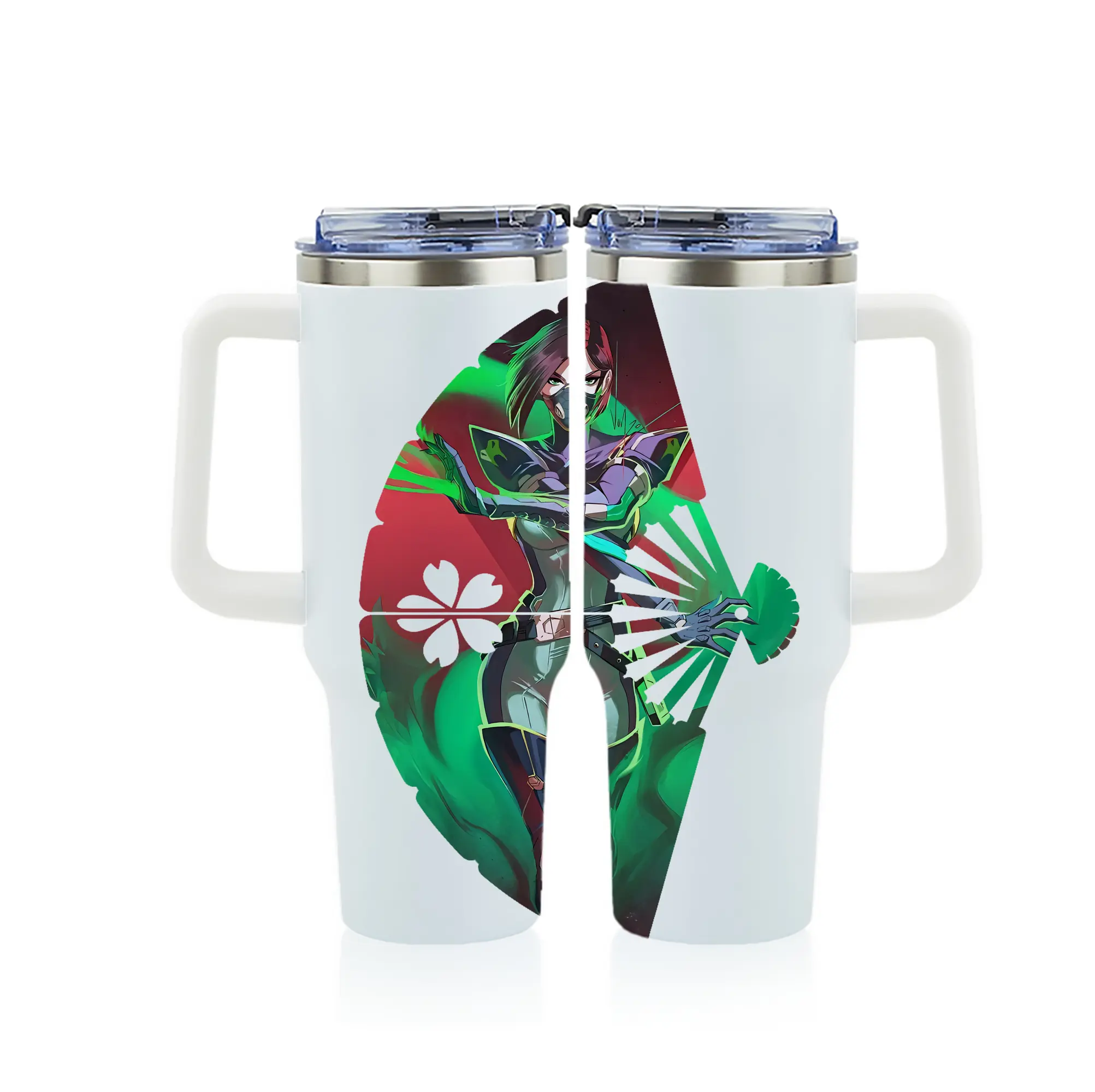 VALORANT グッズ,ヴァイパー - 1200mL フルプリント車用タンブラー ・ 304ステンレス 内側 ・ 201ステンレス 外側 ・ 保温 保冷 ・ 通勤 ドライブ アウトドア用