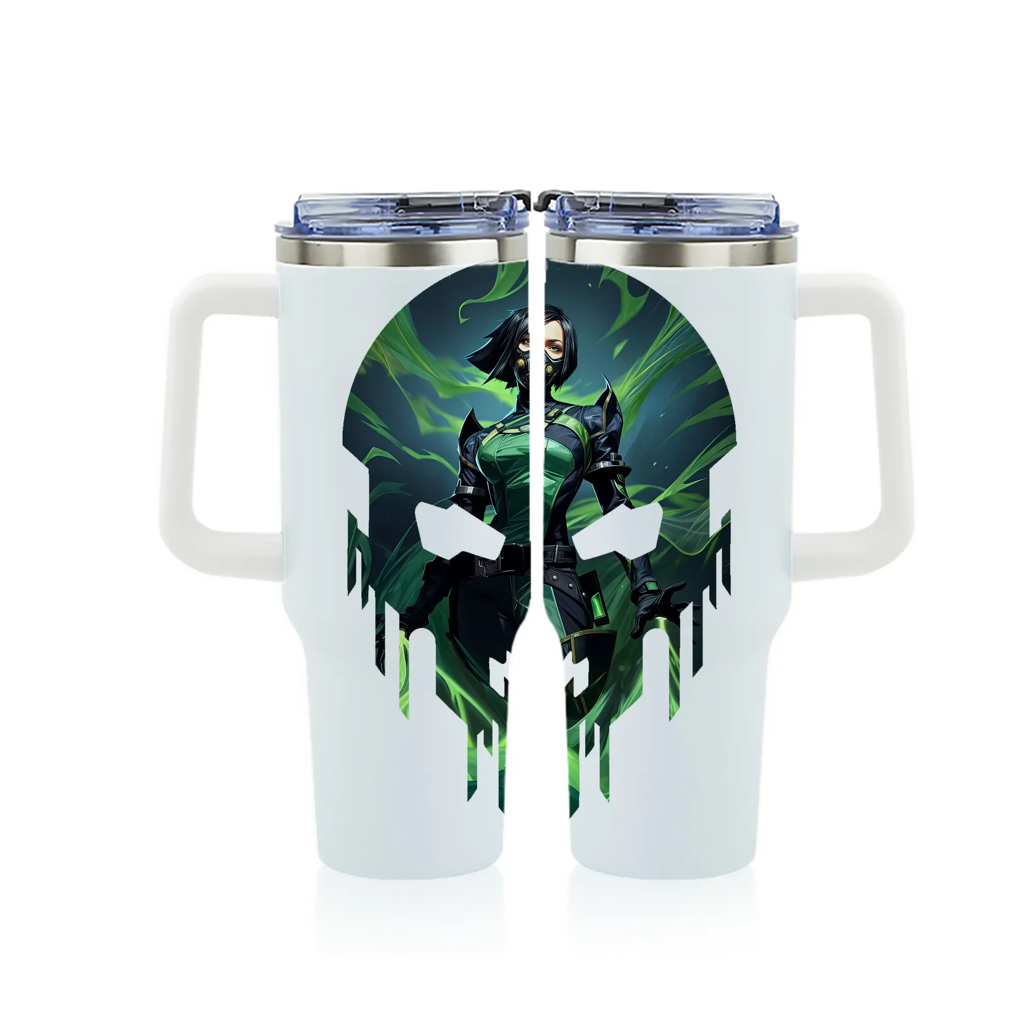 VALORANT グッズ,ヴァイパー - 1200mL フルプリント車用タンブラー ・ 304ステンレス 内側 ・ 201ステンレス 外側 ・ 保温 保冷 ・ 通勤 ドライブ アウトドア用