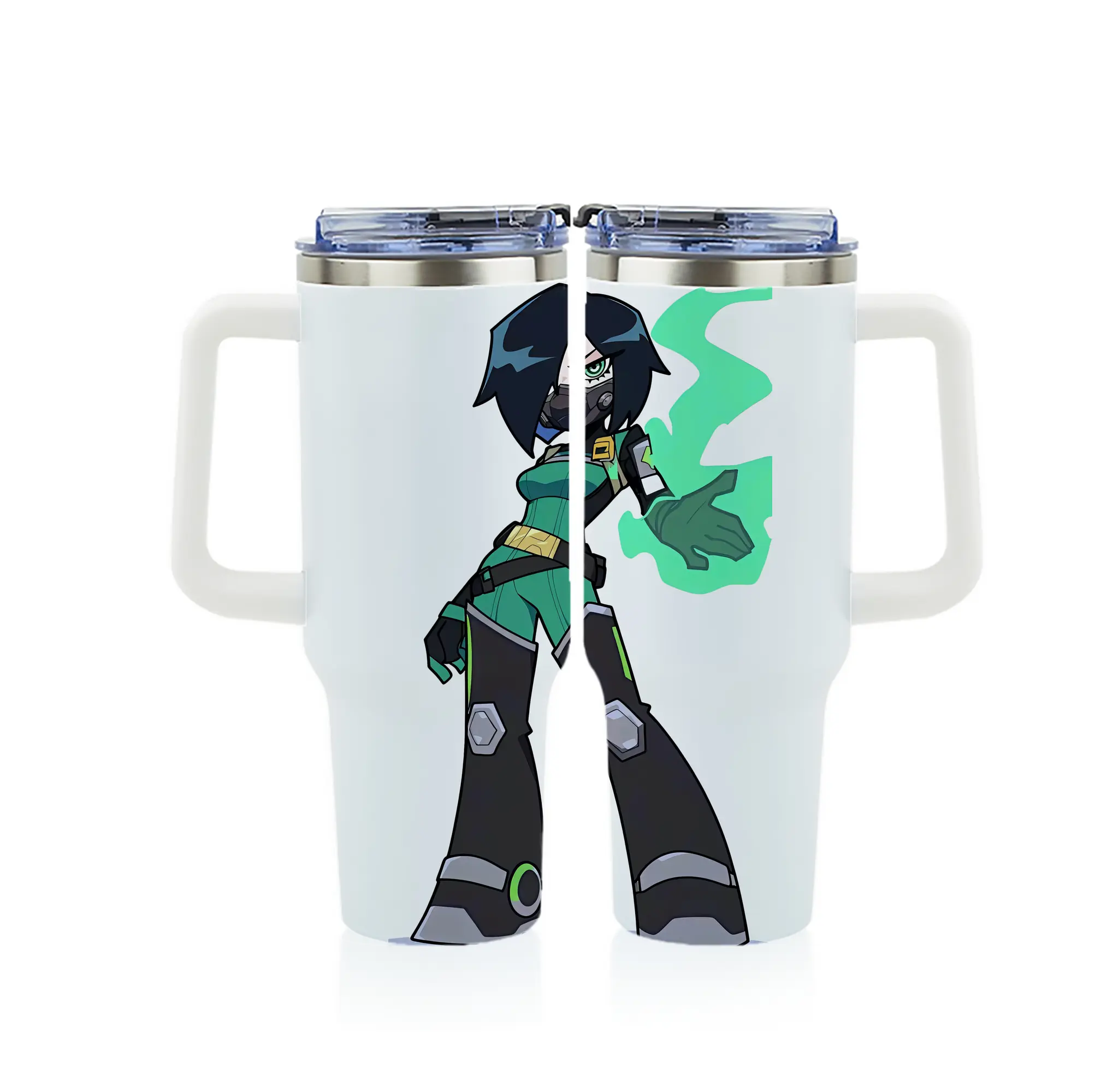 VALORANT グッズ,ヴァイパー - 1200mL フルプリント車用タンブラー ・ 304ステンレス 内側 ・ 201ステンレス 外側 ・ 保温 保冷 ・ 通勤 ドライブ アウトドア用