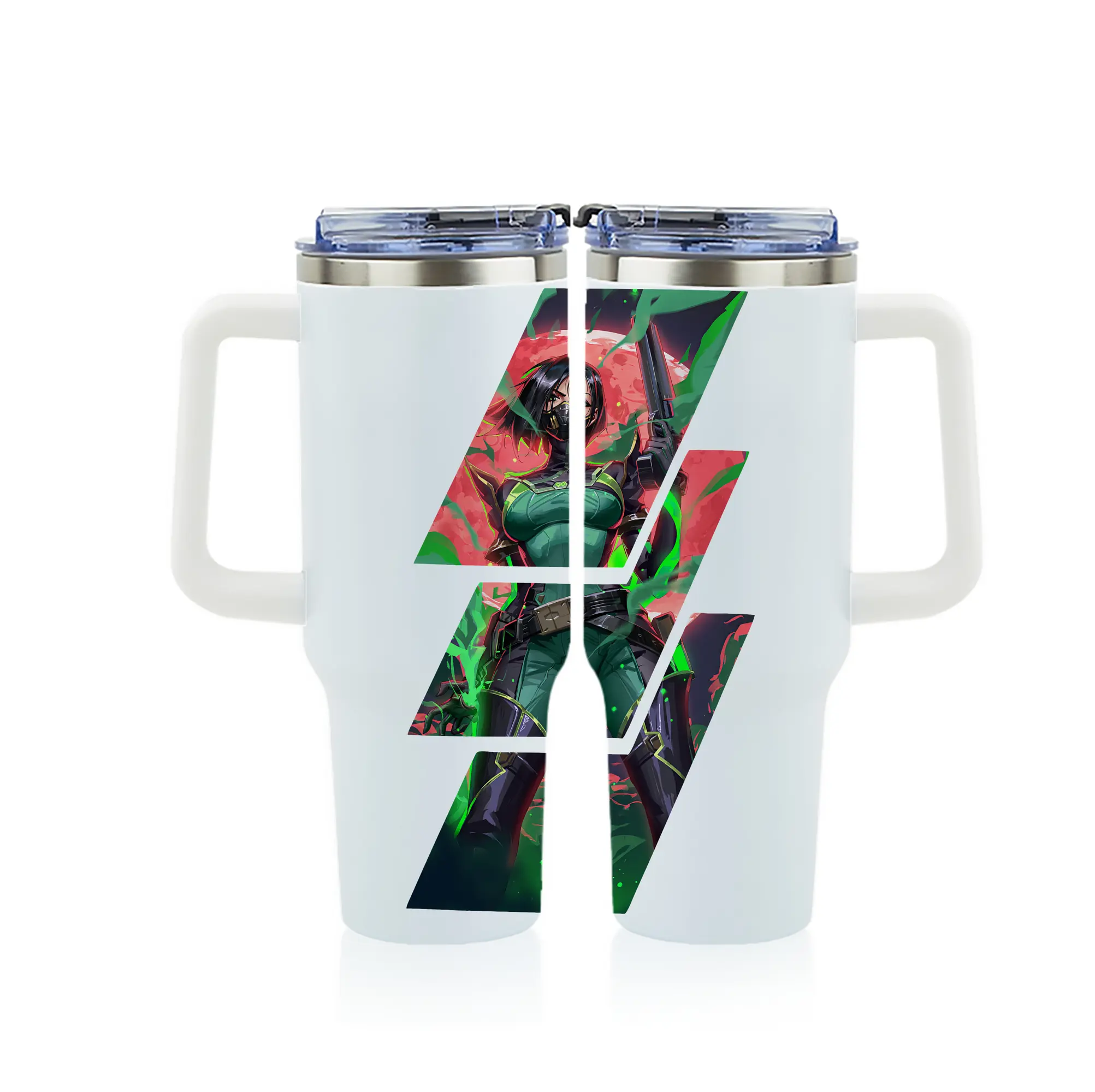 VALORANT グッズ,ヴァイパー - 1200mL フルプリント車用タンブラー ・ 304ステンレス 内側 ・ 201ステンレス 外側 ・ 保温 保冷 ・ 通勤 ドライブ アウトドア用