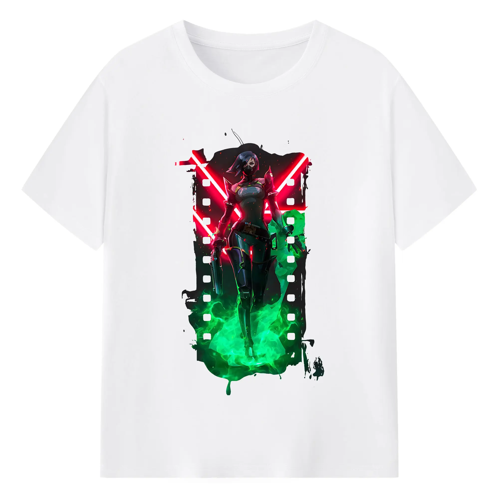 VALORANT グッズ,ヴァイパー - 綿100％ 半袖Tシャツ ・ フロントプリント ・ 快適 通気性 ・ 日常使い 散歩 スポーツ用