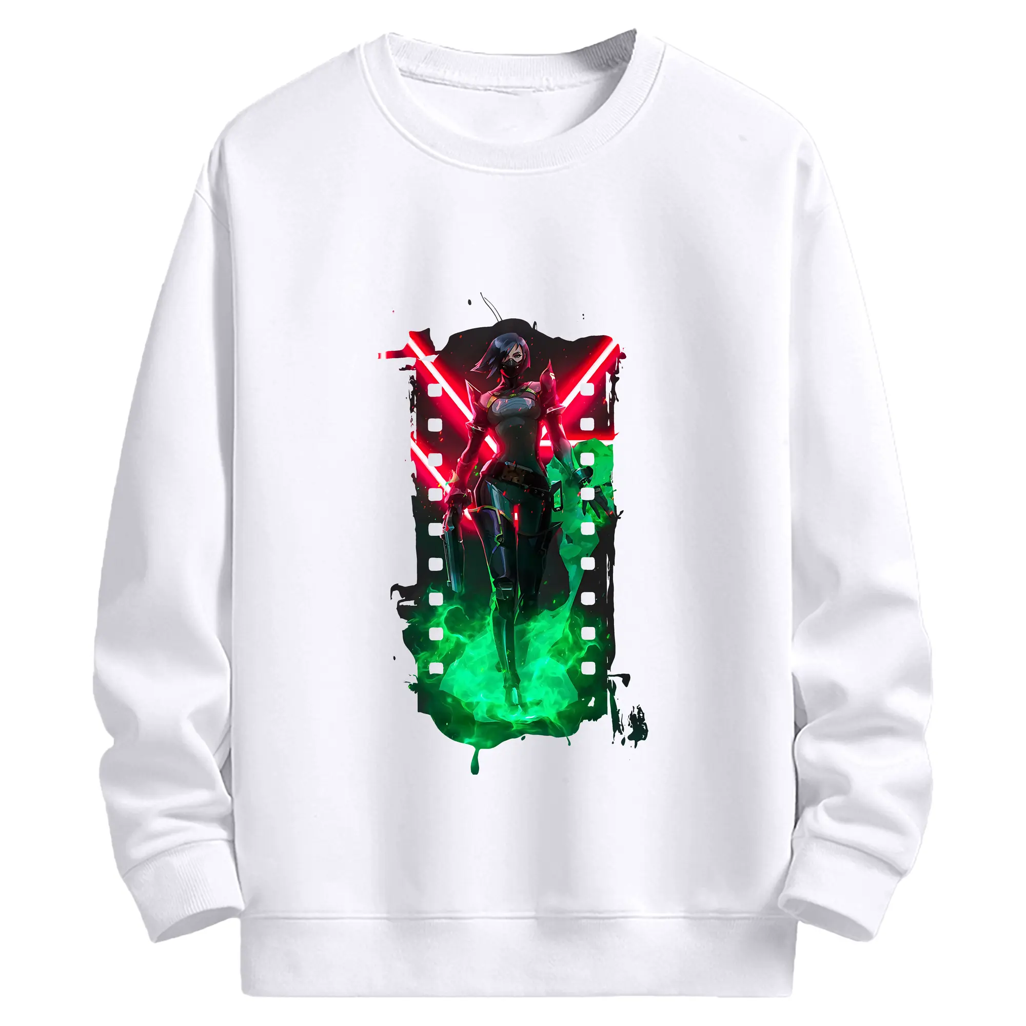 VALORANT グッズ,ヴァイパー - 高品質 クルーネック スウェット ・ コットン59％ ポリエステル41％ ・ ユニセックス 長袖 トレーナー ・ カジュアル デイリー スポーツ 散歩用