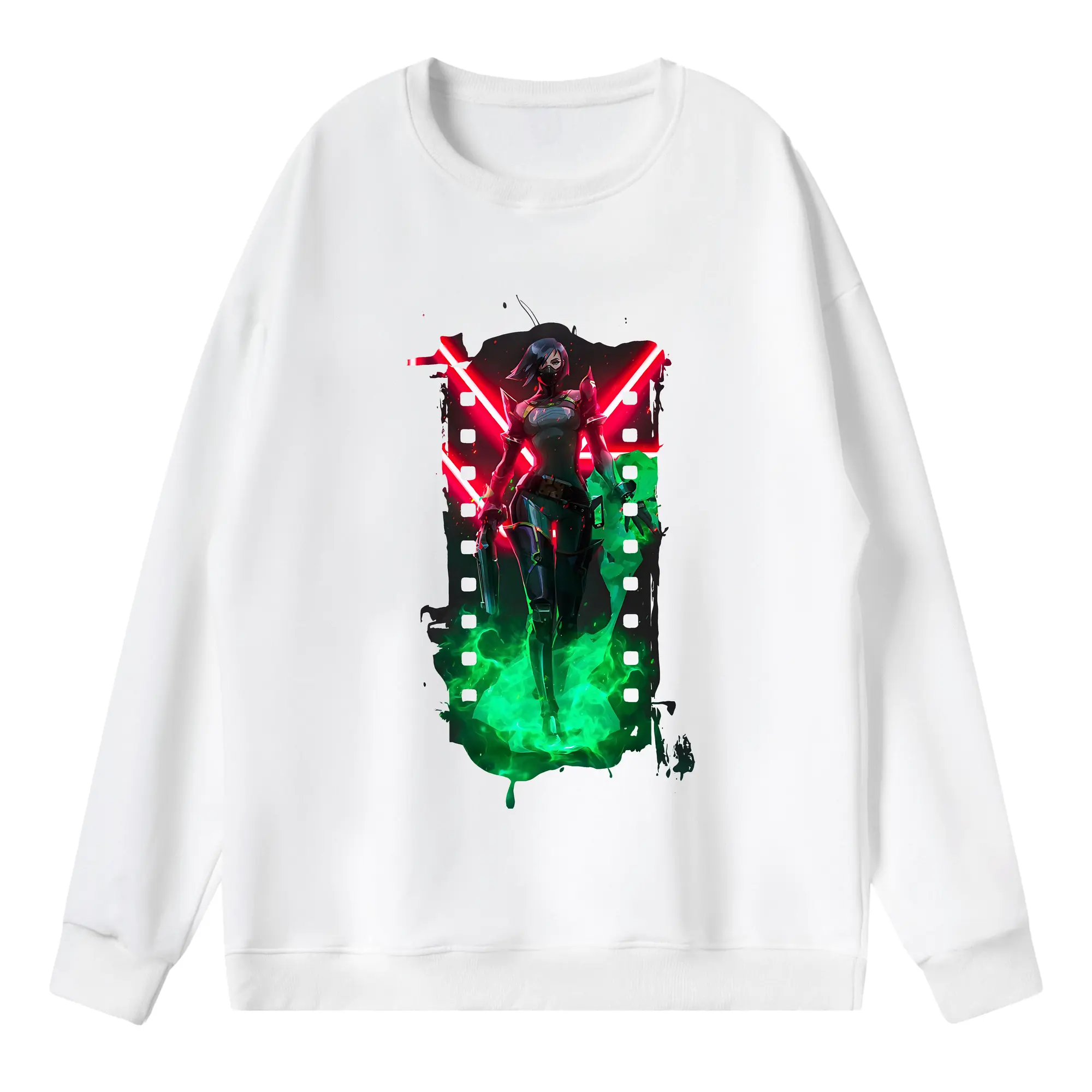VALORANT グッズ,ヴァイパー - 薄手 クルーネック スウェット 裏毛260g · ポリエステル 春秋向け カジュアル 男女兼用 · トレーナー デイリー スポーツ 散歩に最適