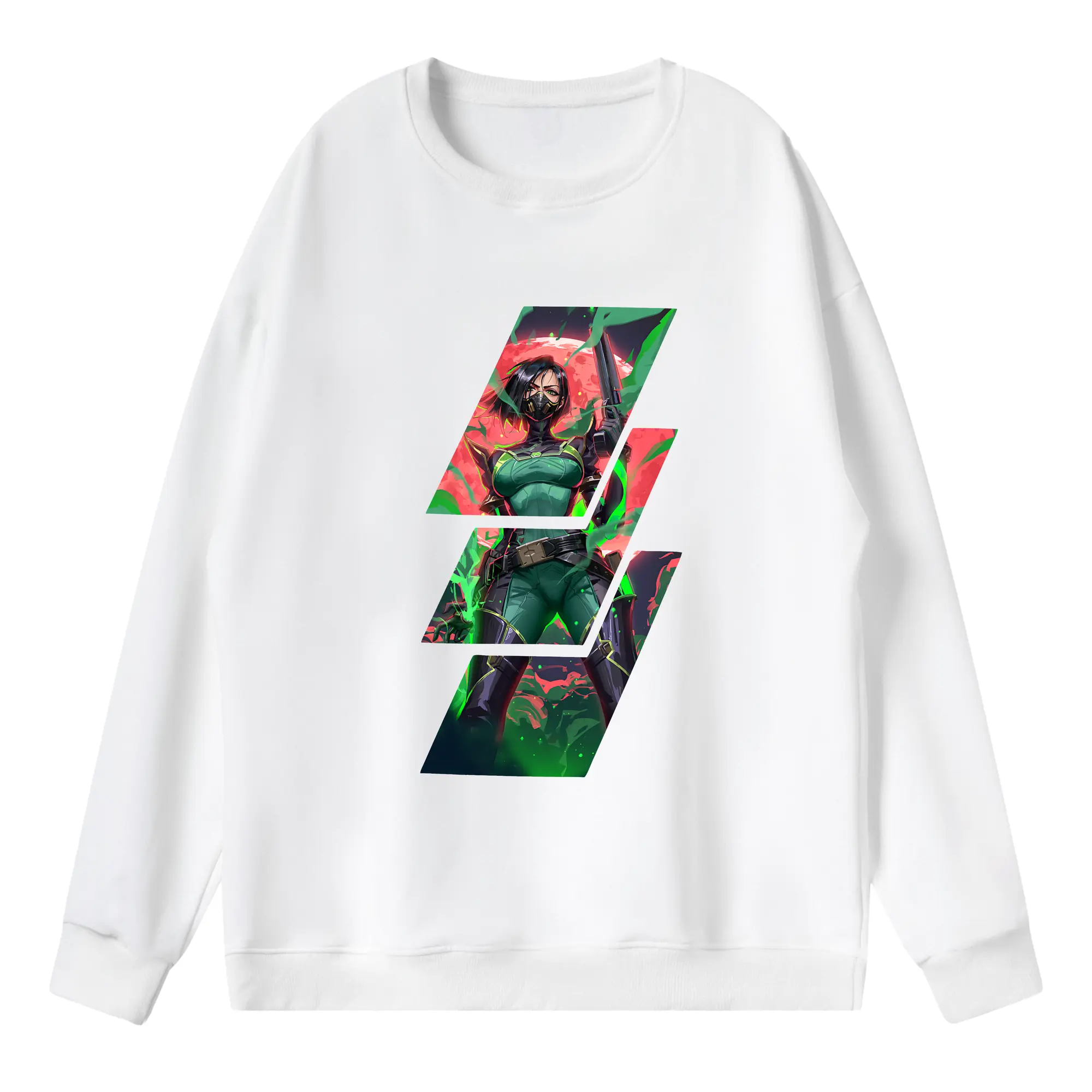 VALORANT グッズ,ヴァイパー - 薄手 クルーネック スウェット 裏毛260g · ポリエステル 春秋向け カジュアル 男女兼用 · トレーナー デイリー スポーツ 散歩に最適