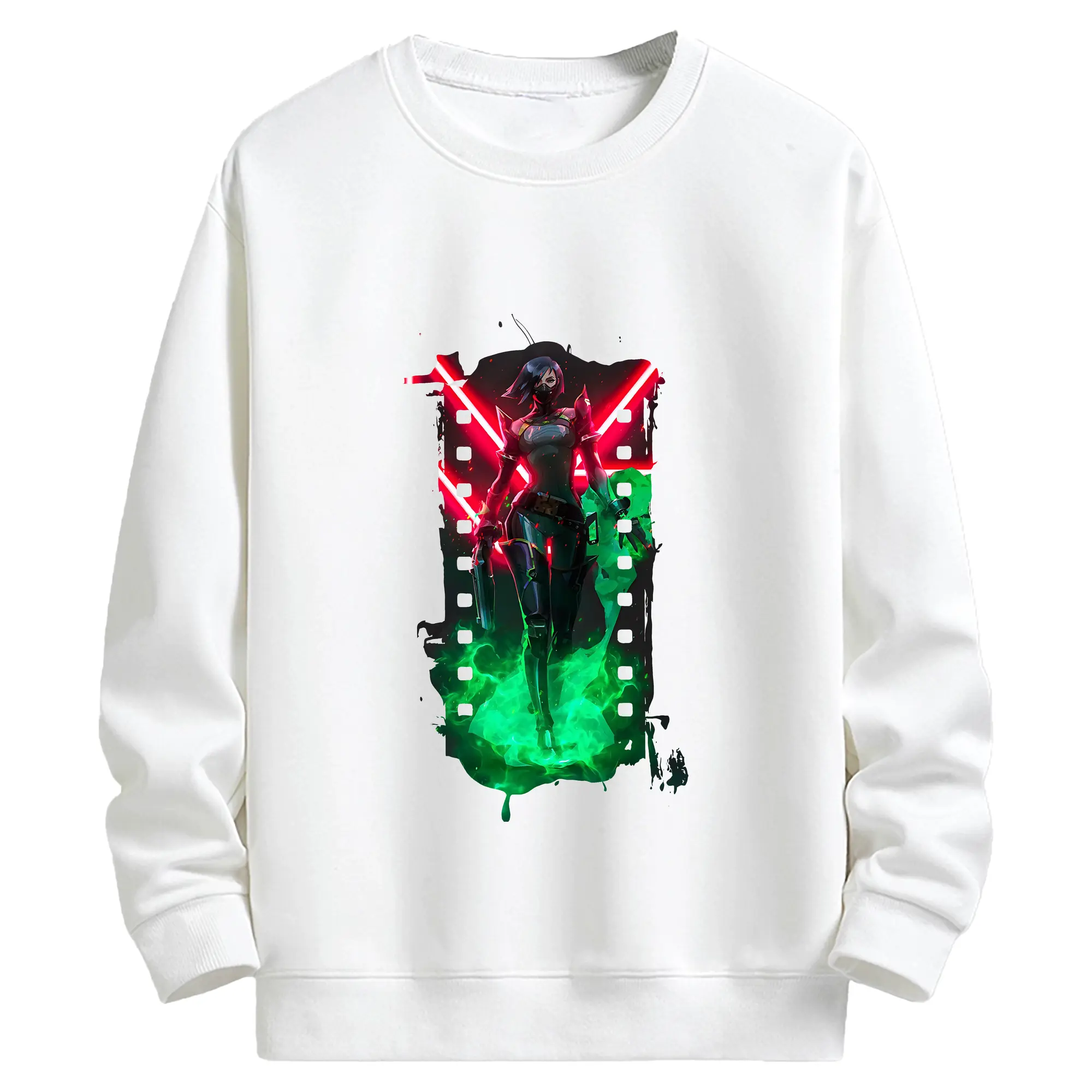 VALORANT グッズ,ヴァイパー - キッズ クルーネックスウェットシャツ ・ フロントプリント ・ 綿80％ ポリエステル20％ ・ 快適 通学 スポーツ 日常使い お散歩用