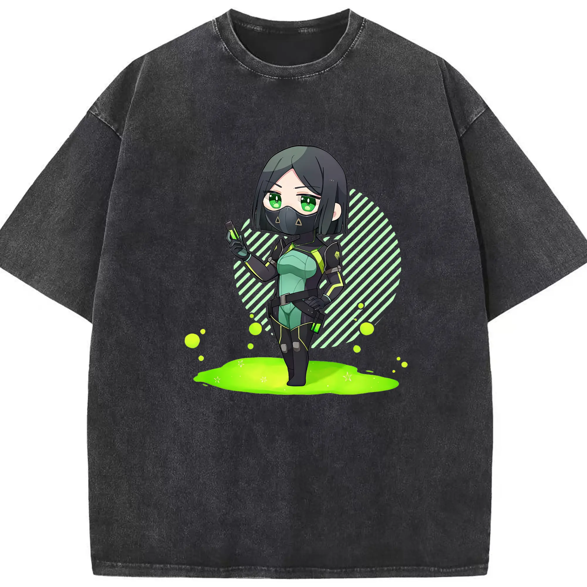 VALORANT グッズ,ヴァイパー - 綿100％ ヴィンテージ風 半袖Tシャツ ・ フロントプリント ・ 柔らか肌触り ・ 通気性 快適 ・ スポーツ カジュアル 外出用