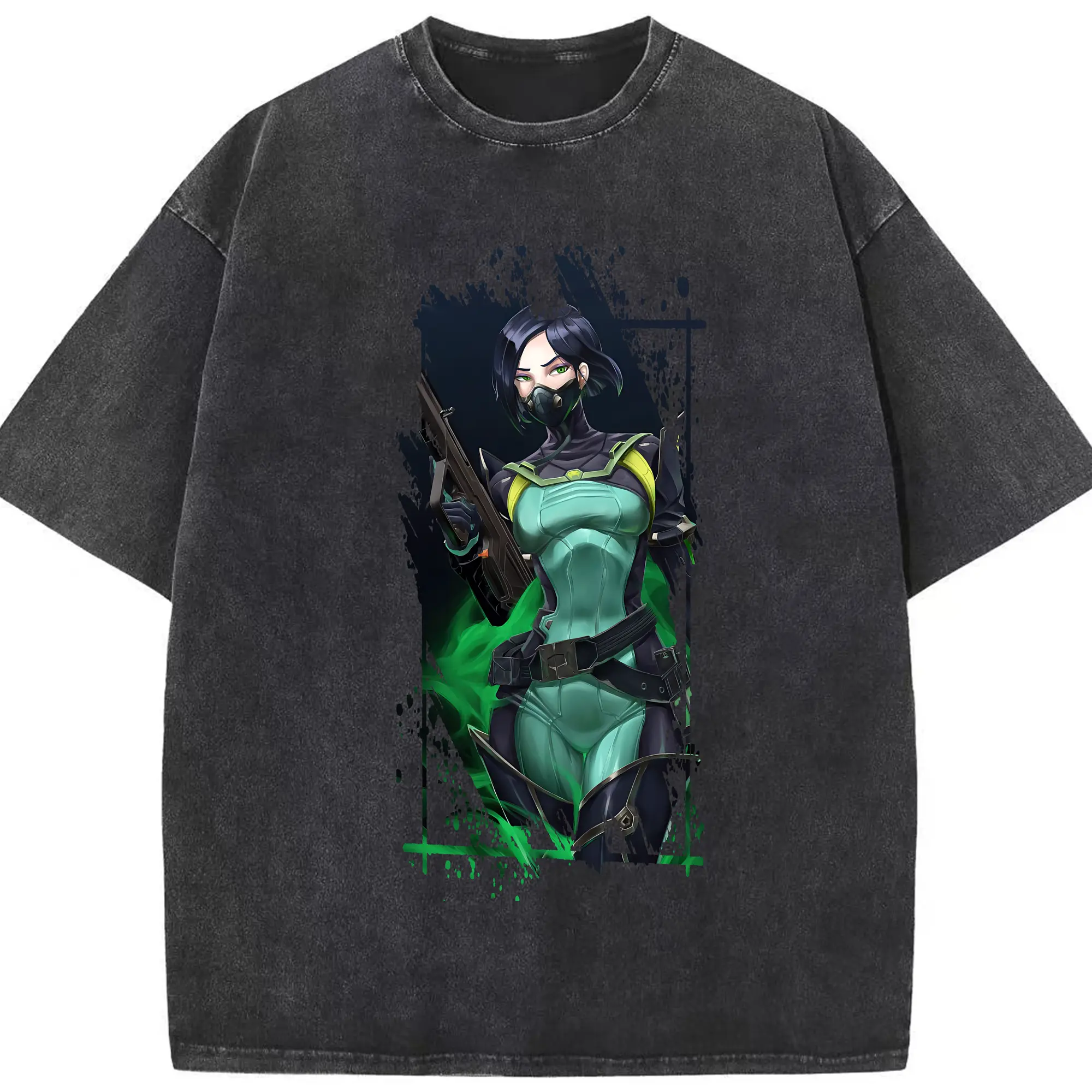 VALORANT グッズ,ヴァイパー - 綿100％ ヴィンテージ風 半袖Tシャツ ・ フロントプリント ・ 柔らか肌触り ・ 通気性 快適 ・ スポーツ カジュアル 外出用