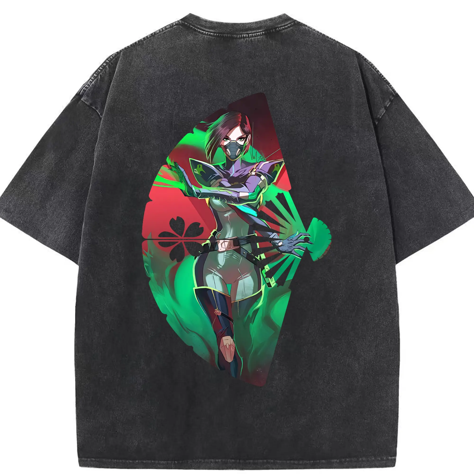 VALORANT グッズ,ヴァイパー - 綿100％ ヴィンテージ風 半袖Tシャツ ・ 背面プリント ・ 柔らか肌触り ・ 通気性 快適 ・ スポーツ カジュアル 外出用