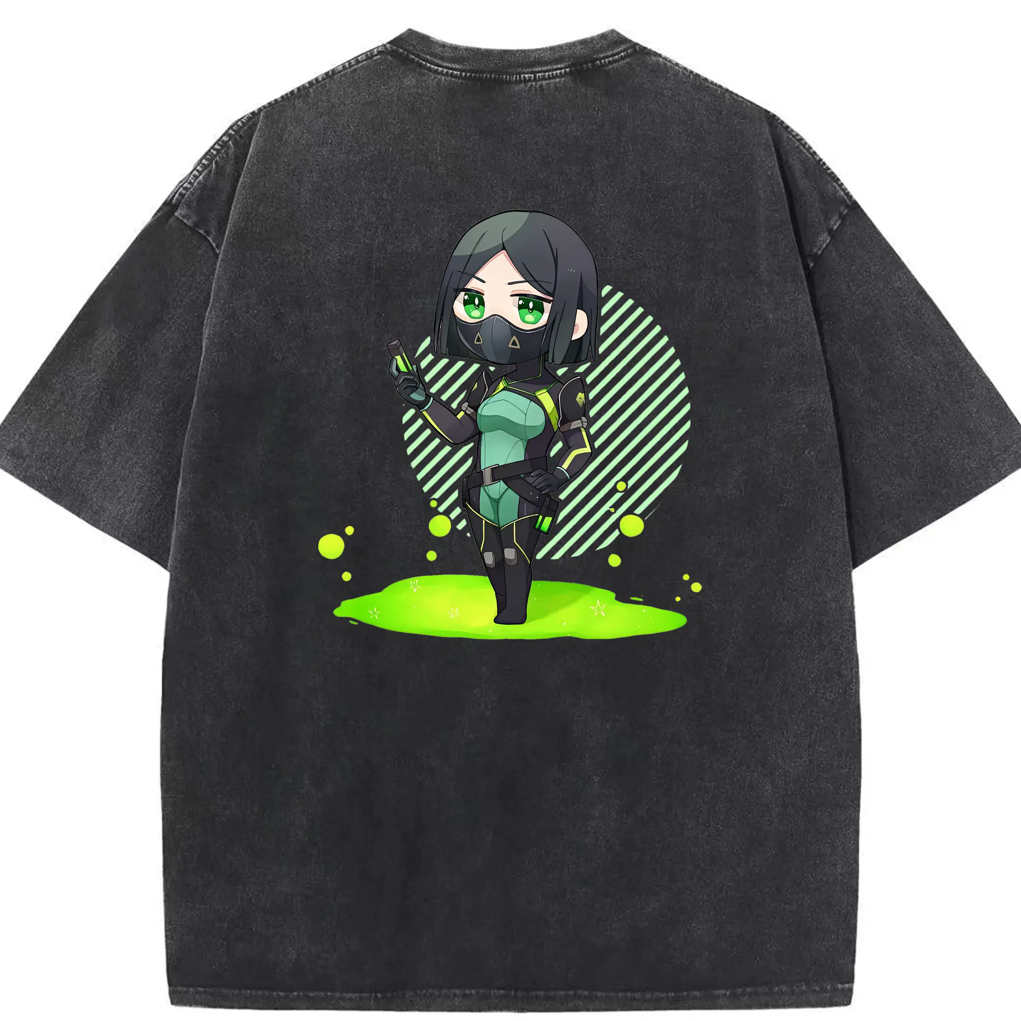 VALORANT グッズ,ヴァイパー - 綿100％ ヴィンテージ風 半袖Tシャツ ・ 背面プリント ・ 柔らか肌触り ・ 通気性 快適 ・ スポーツ カジュアル 外出用