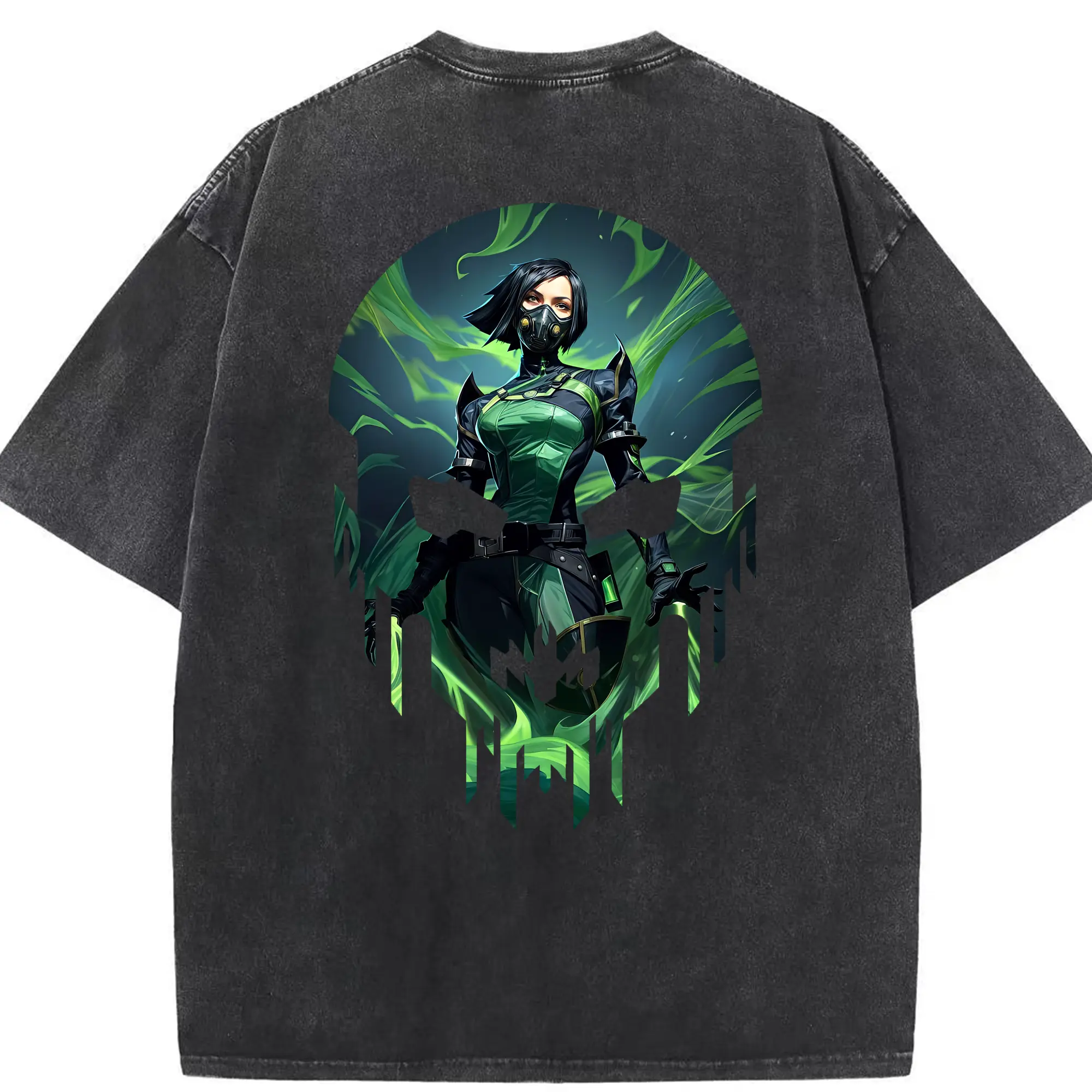 VALORANT グッズ,ヴァイパー - 綿100％ ヴィンテージ風 半袖Tシャツ ・ 背面プリント ・ 柔らか肌触り ・ 通気性 快適 ・ スポーツ カジュアル 外出用