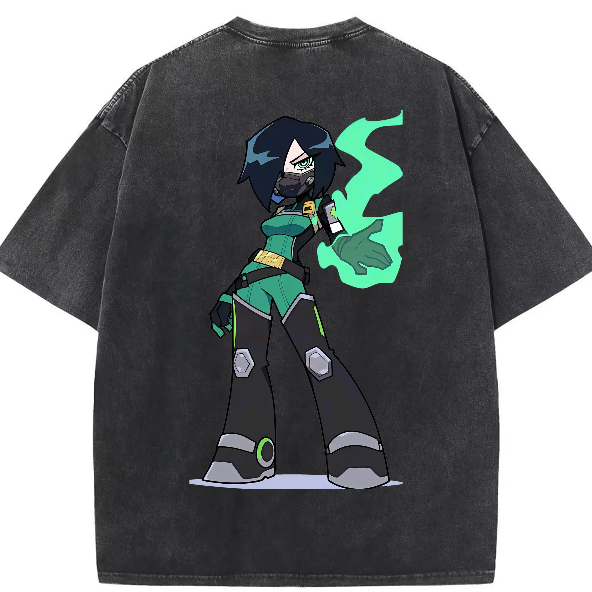 VALORANT グッズ,ヴァイパー - 綿100％ ヴィンテージ風 半袖Tシャツ ・ 背面プリント ・ 柔らか肌触り ・ 通気性 快適 ・ スポーツ カジュアル 外出用