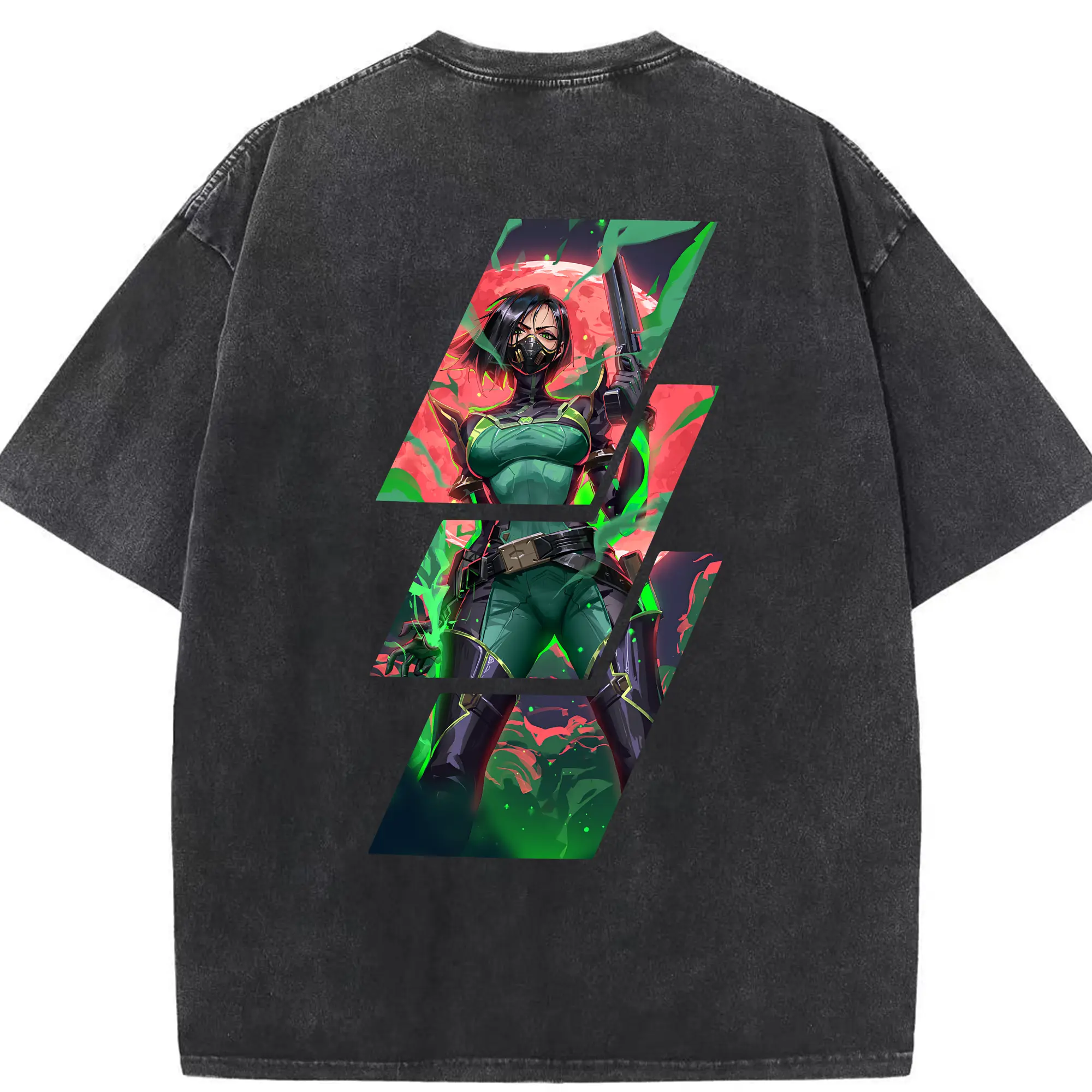 VALORANT グッズ,ヴァイパー - 綿100％ ヴィンテージ風 半袖Tシャツ ・ 背面プリント ・ 柔らか肌触り ・ 通気性 快適 ・ スポーツ カジュアル 外出用