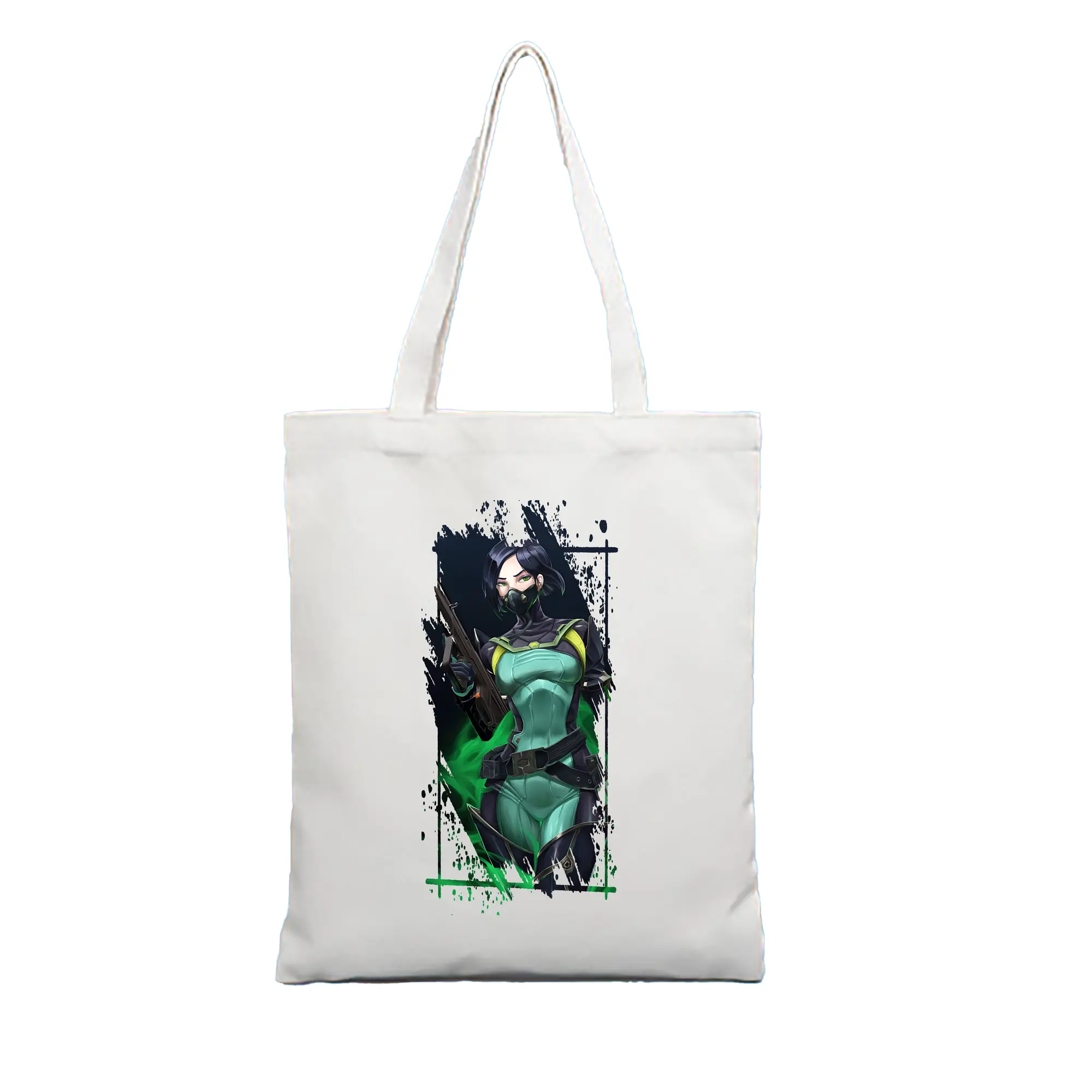 VALORANT グッズ,ヴァイパー - 縦型キャンバス手提げバッグ（トートバッグ） ・ キャンバス素材 ・ ショッピング用 ・ 軽量 丈夫 お手入れ簡単