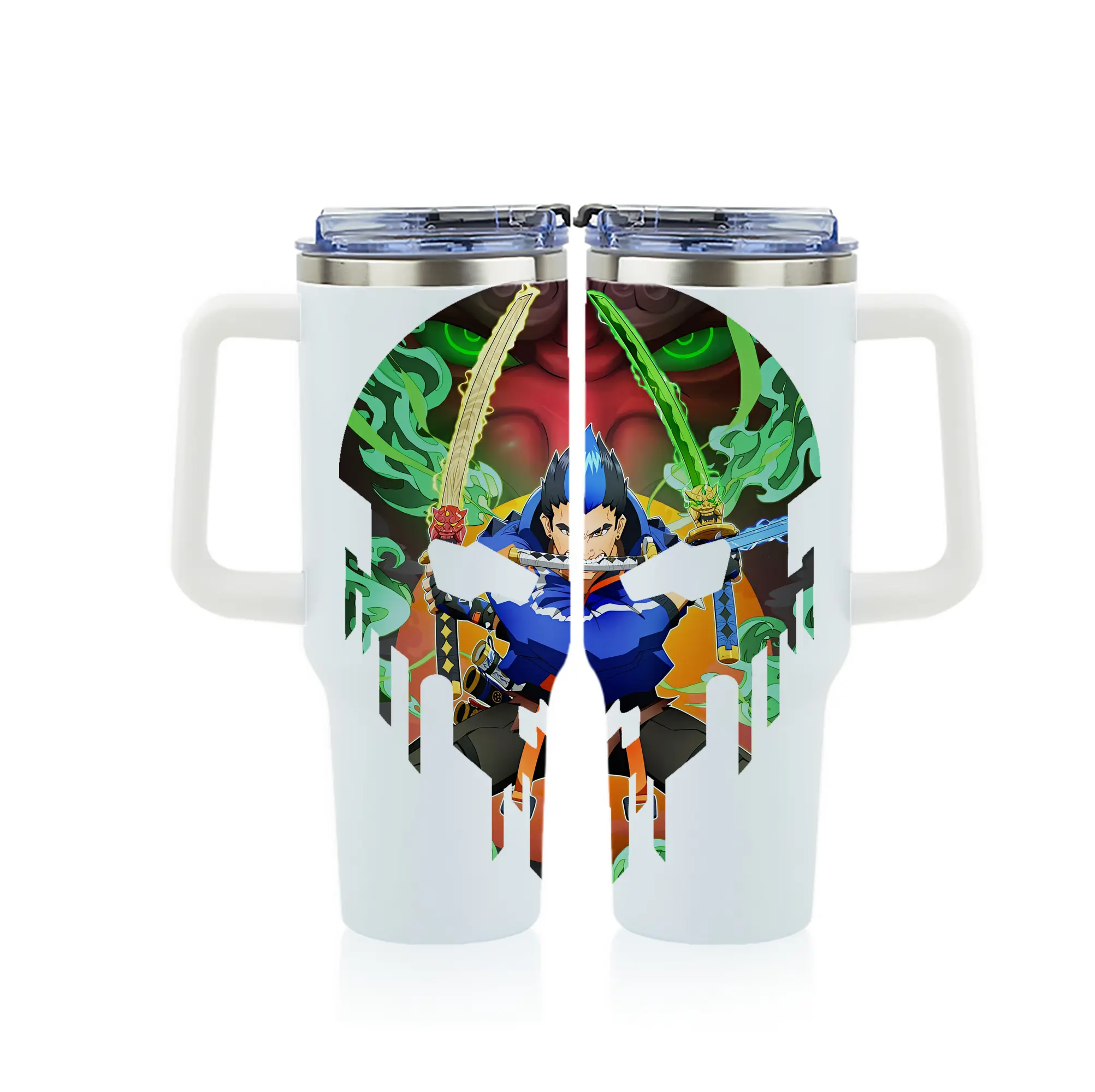 VALORANT グッズ,ヨル - 1200mL フルプリント車用タンブラー ・ 304ステンレス 内側 ・ 201ステンレス 外側 ・ 保温 保冷 ・ 通勤 ドライブ アウトドア用