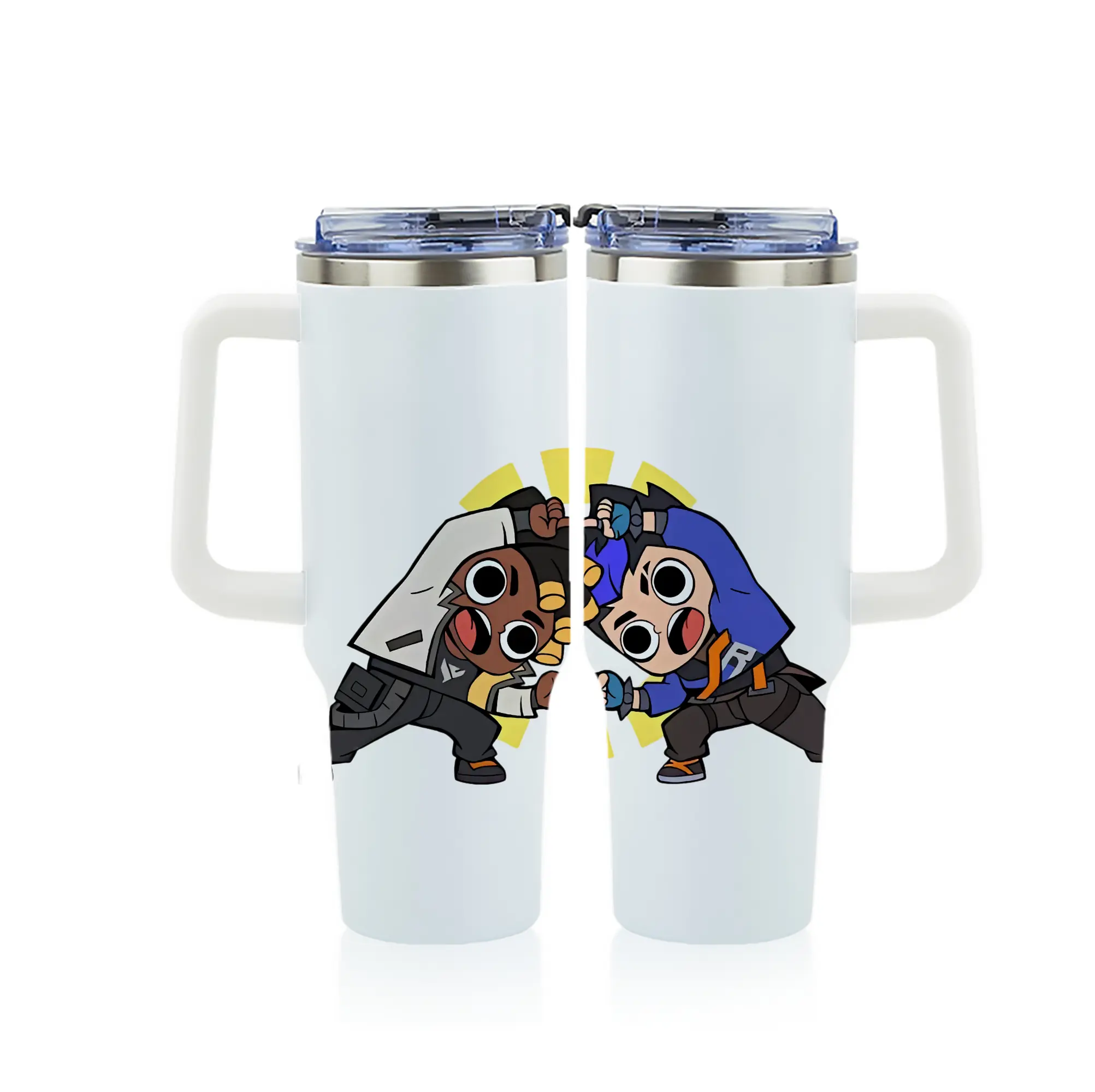 VALORANT グッズ,ヨル - 1200mL フルプリント車用タンブラー ・ 304ステンレス 内側 ・ 201ステンレス 外側 ・ 保温 保冷 ・ 通勤 ドライブ アウトドア用