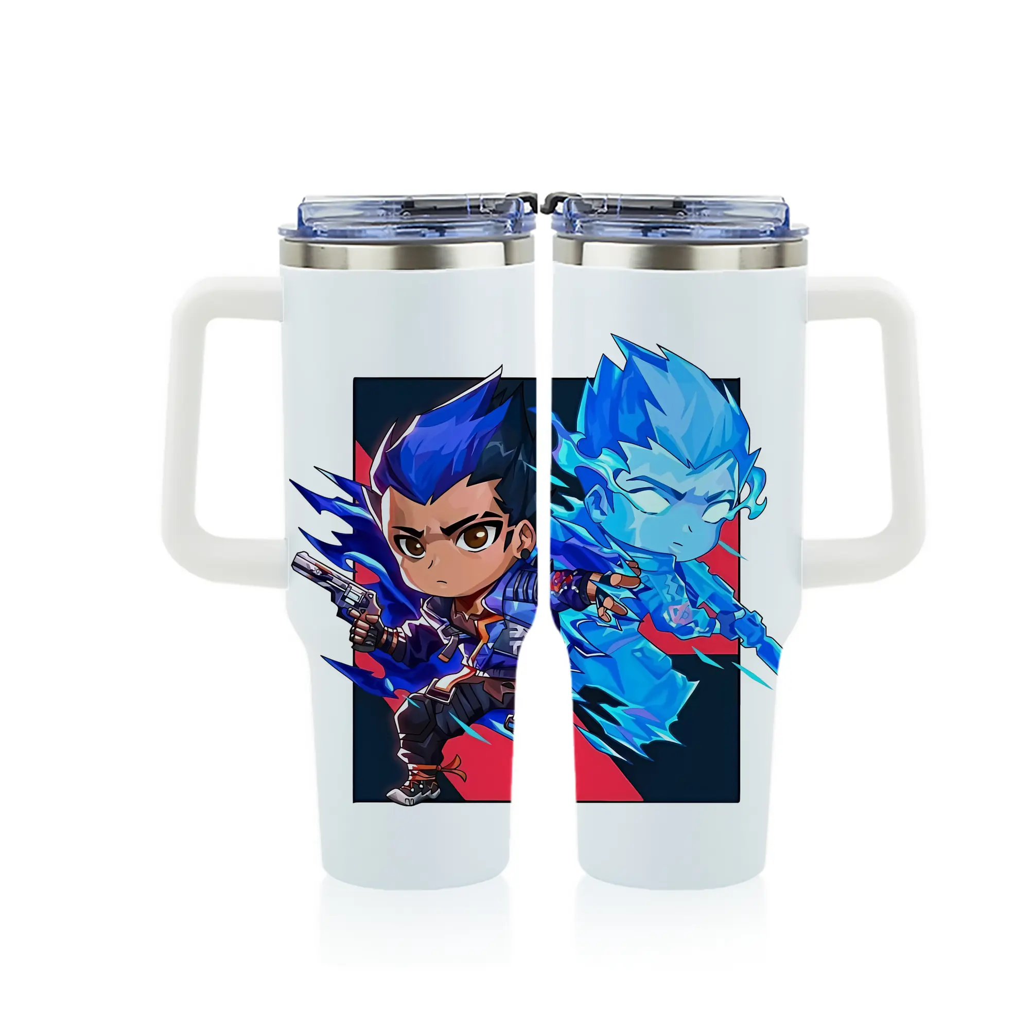 VALORANT グッズ,ヨル - 1200mL フルプリント車用タンブラー ・ 304ステンレス 内側 ・ 201ステンレス 外側 ・ 保温 保冷 ・ 通勤 ドライブ アウトドア用