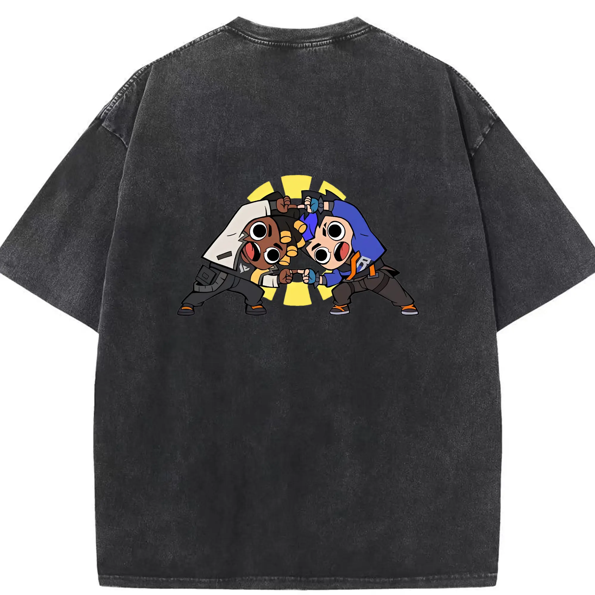 VALORANT グッズ,ヨル - 綿100％ ヴィンテージ風 半袖Tシャツ ・ 背面プリント ・ 柔らか肌触り ・ 通気性 快適 ・ スポーツ カジュアル 外出用