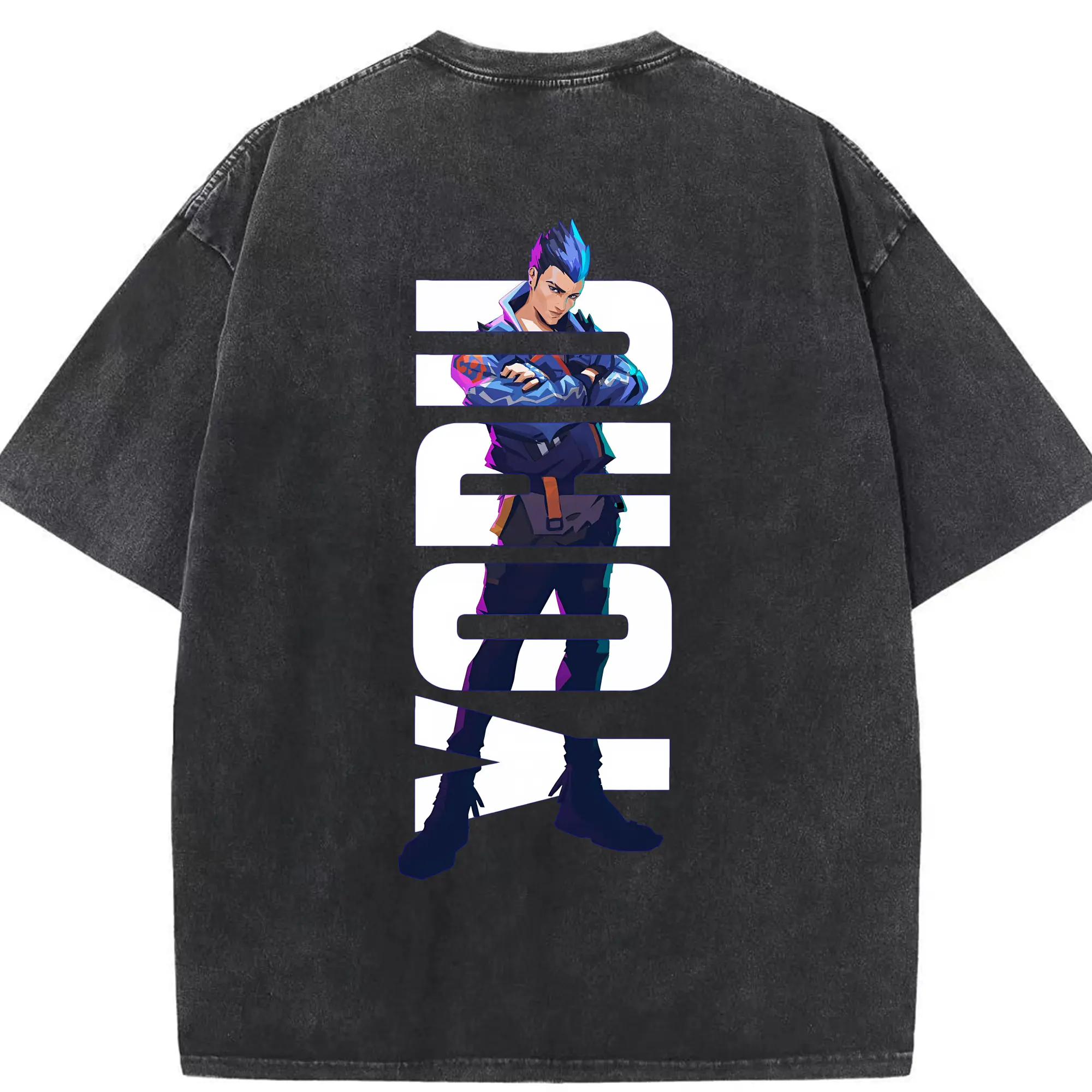 VALORANT グッズ,ヨル - 綿100％ ヴィンテージ風 半袖Tシャツ ・ 背面プリント ・ 柔らか肌触り ・ 通気性 快適 ・ スポーツ カジュアル 外出用