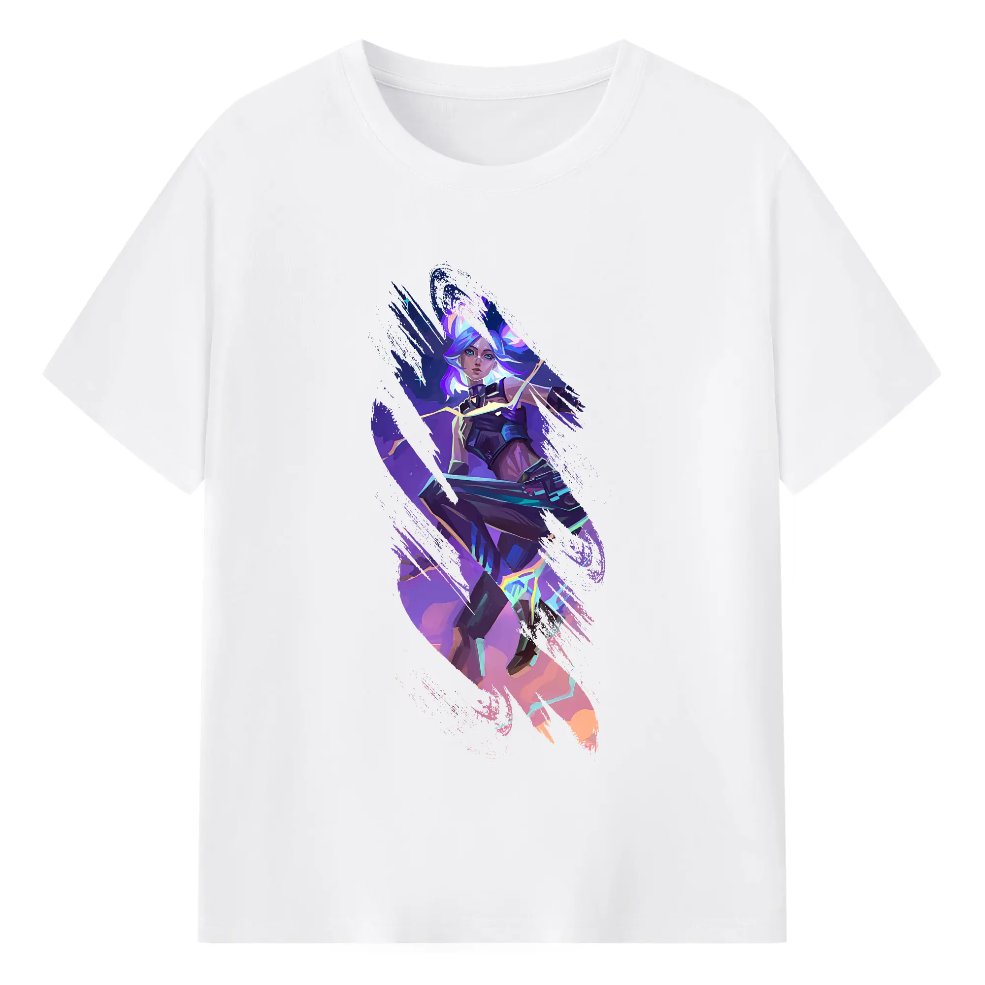 VALORANT グッズ,ネオン - 綿100％ 半袖Tシャツ ・ フロントプリント ・ 快適 通気性 ・ 日常使い 散歩 スポーツ用