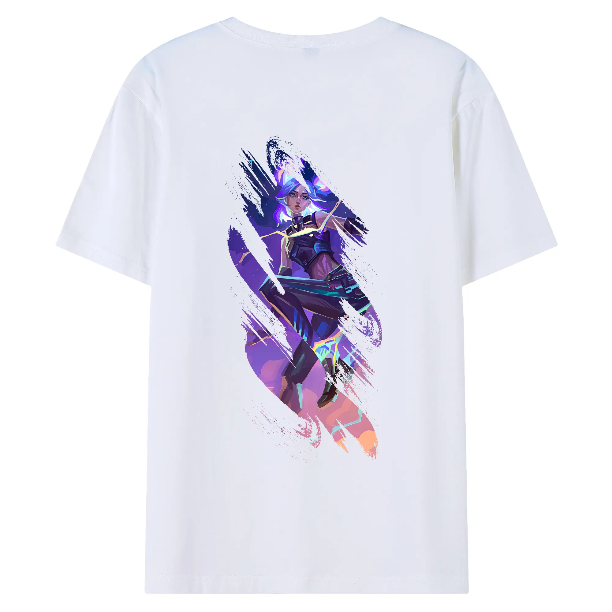 VALORANT グッズ,ネオン - 綿100％ 半袖Tシャツ ・ バックプリント ・ 快適 通気性 ・ 日常使い 散歩 スポーツ用