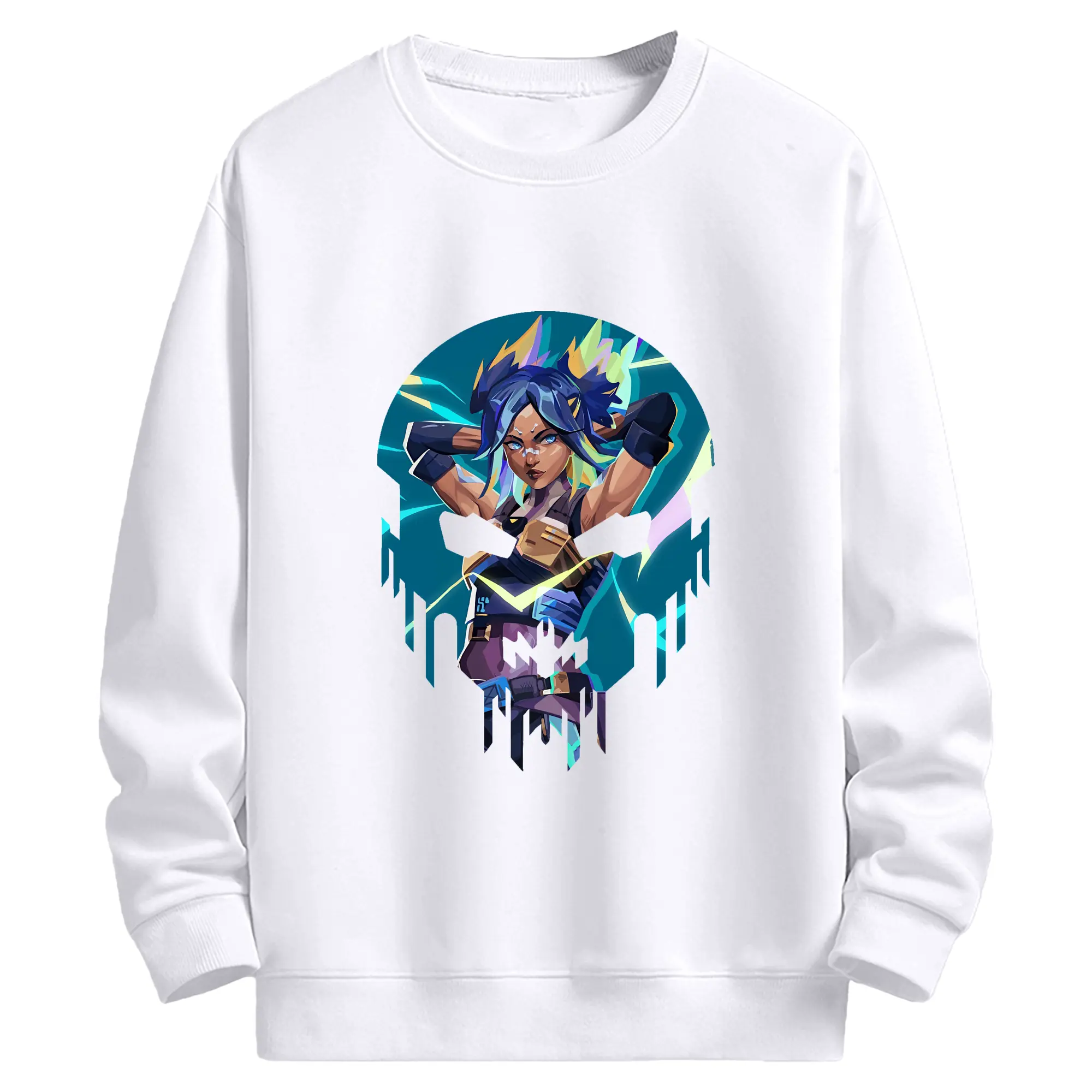 VALORANT グッズ,ネオン - 高品質 クルーネック スウェット ・ コットン59％ ポリエステル41％ ・ ユニセックス 長袖 トレーナー ・ カジュアル デイリー スポーツ 散歩用