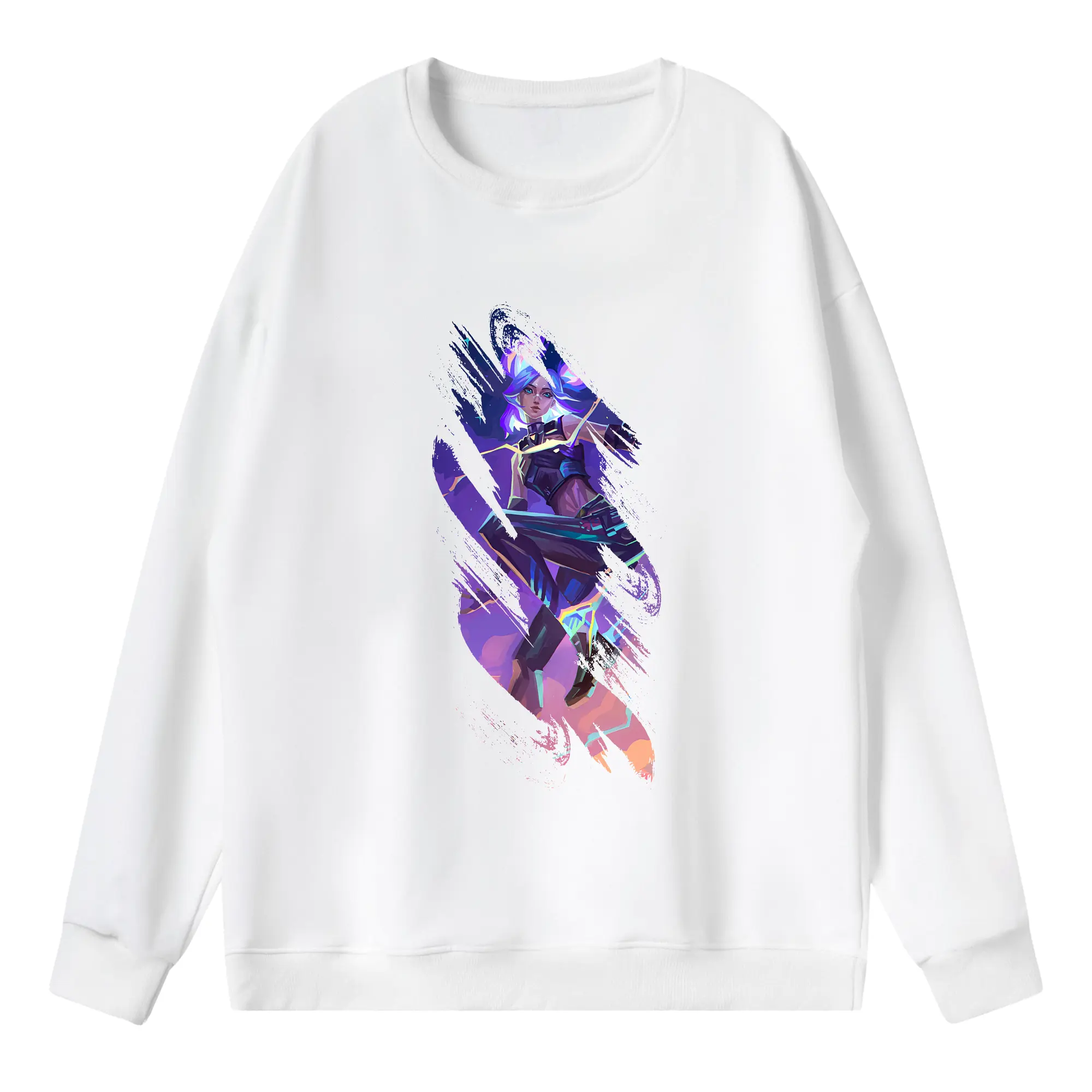 VALORANT グッズ,ネオン - 薄手 クルーネック スウェット 裏毛260g · ポリエステル 春秋向け カジュアル 男女兼用 · トレーナー デイリー スポーツ 散歩に最適