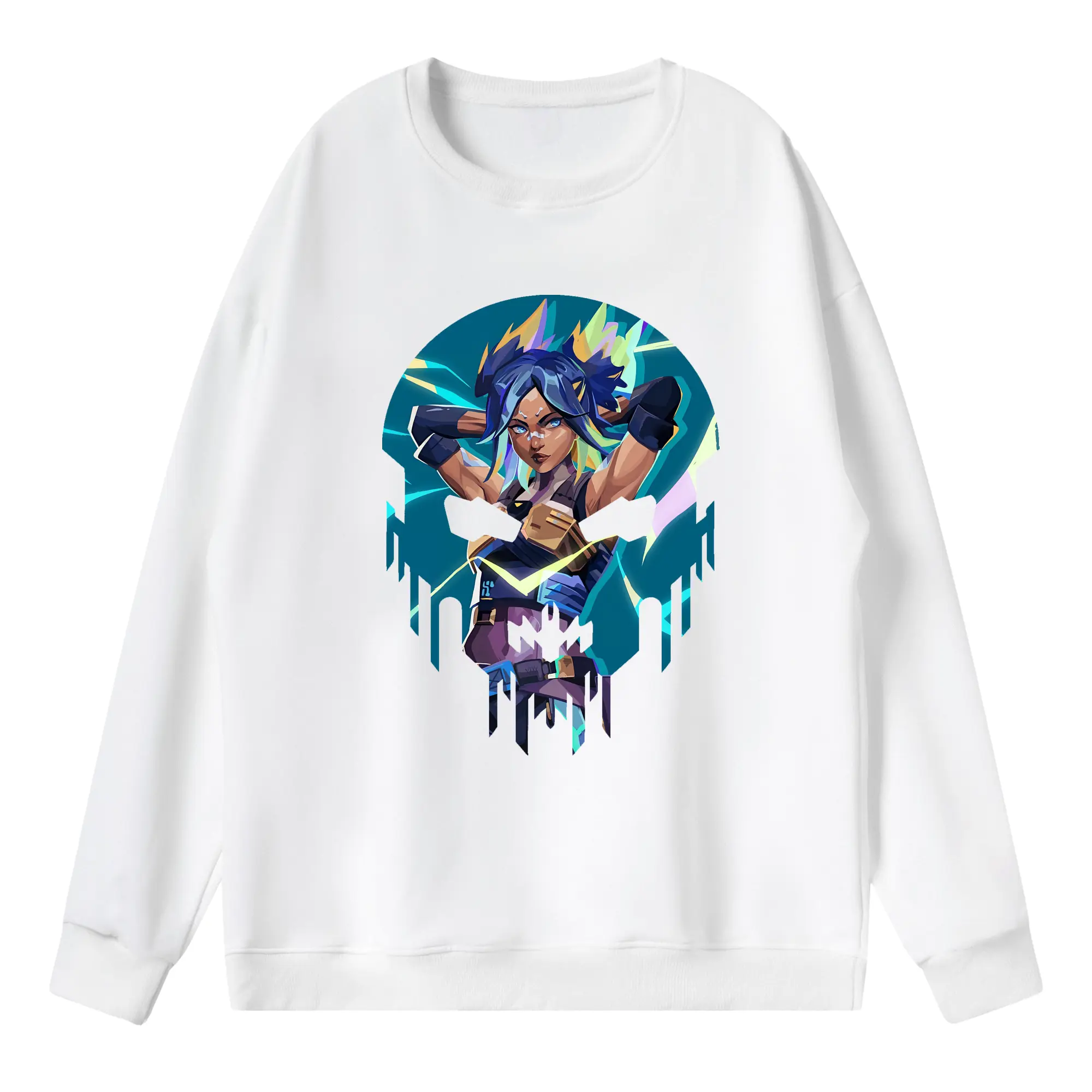 VALORANT グッズ,ネオン - 薄手 クルーネック スウェット 裏毛260g · ポリエステル 春秋向け カジュアル 男女兼用 · トレーナー デイリー スポーツ 散歩に最適