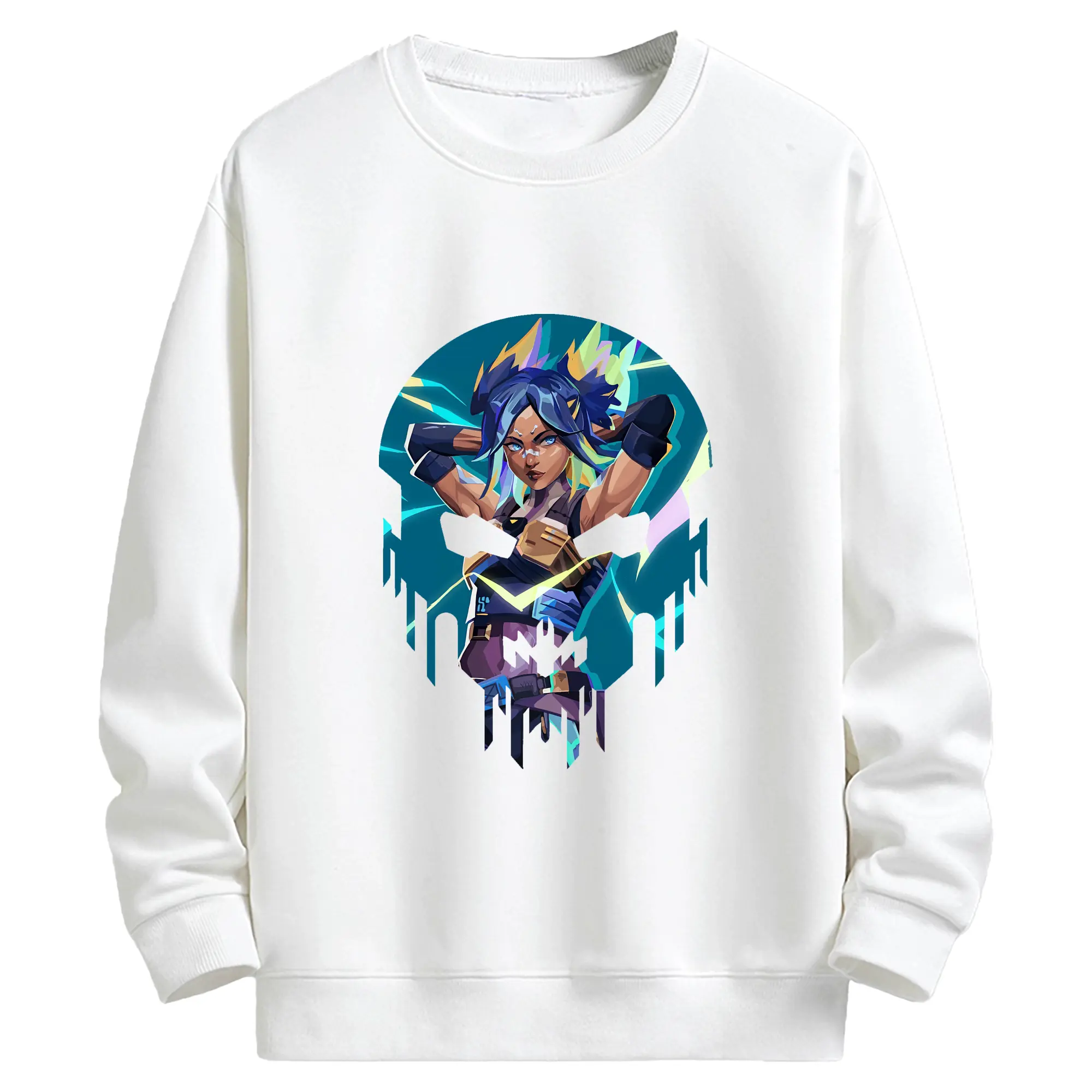 VALORANT グッズ,ネオン - キッズ クルーネックスウェットシャツ ・ フロントプリント ・ 綿80％ ポリエステル20％ ・ 快適 通学 スポーツ 日常使い お散歩用